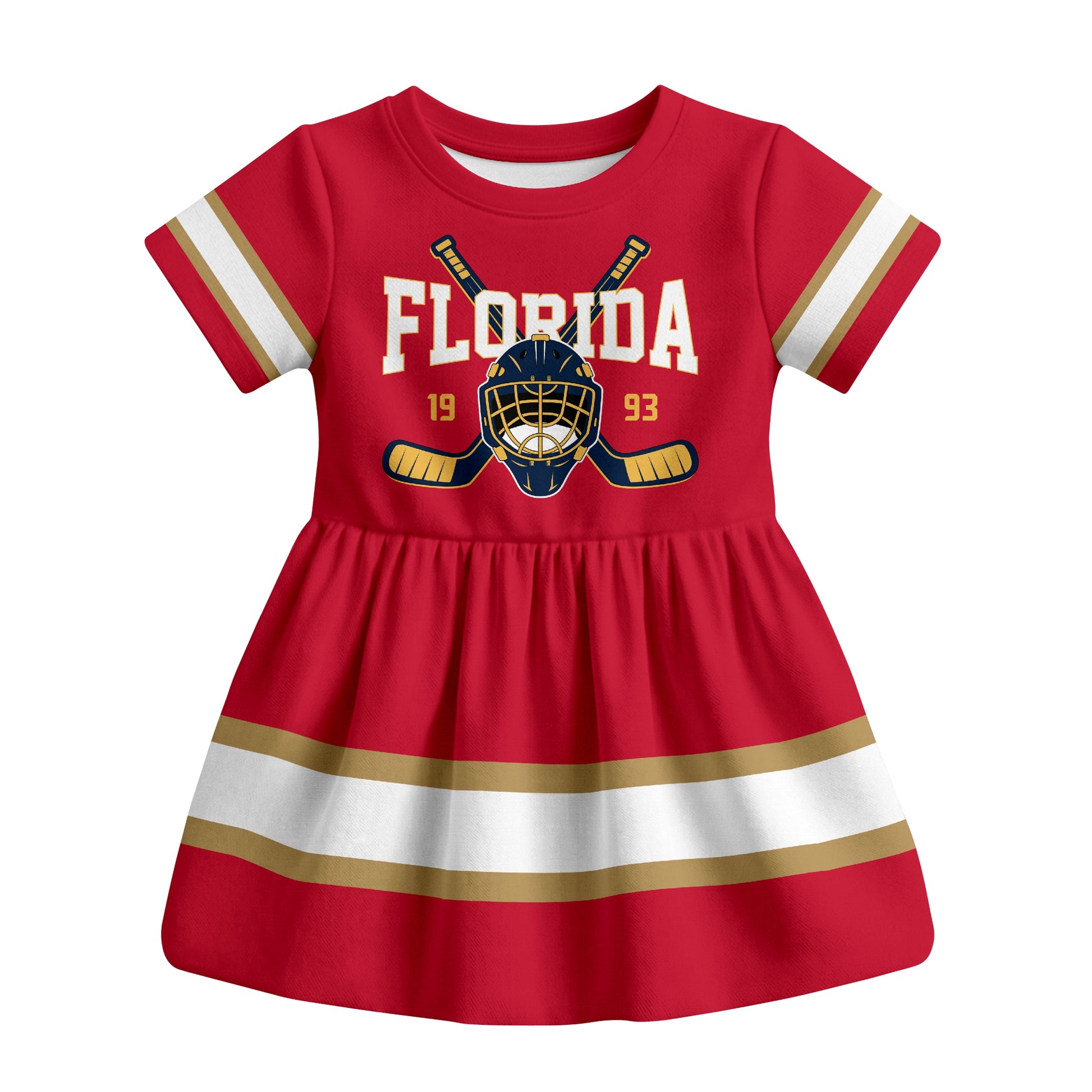 Red Florida hockey baby bodysuit dress front view