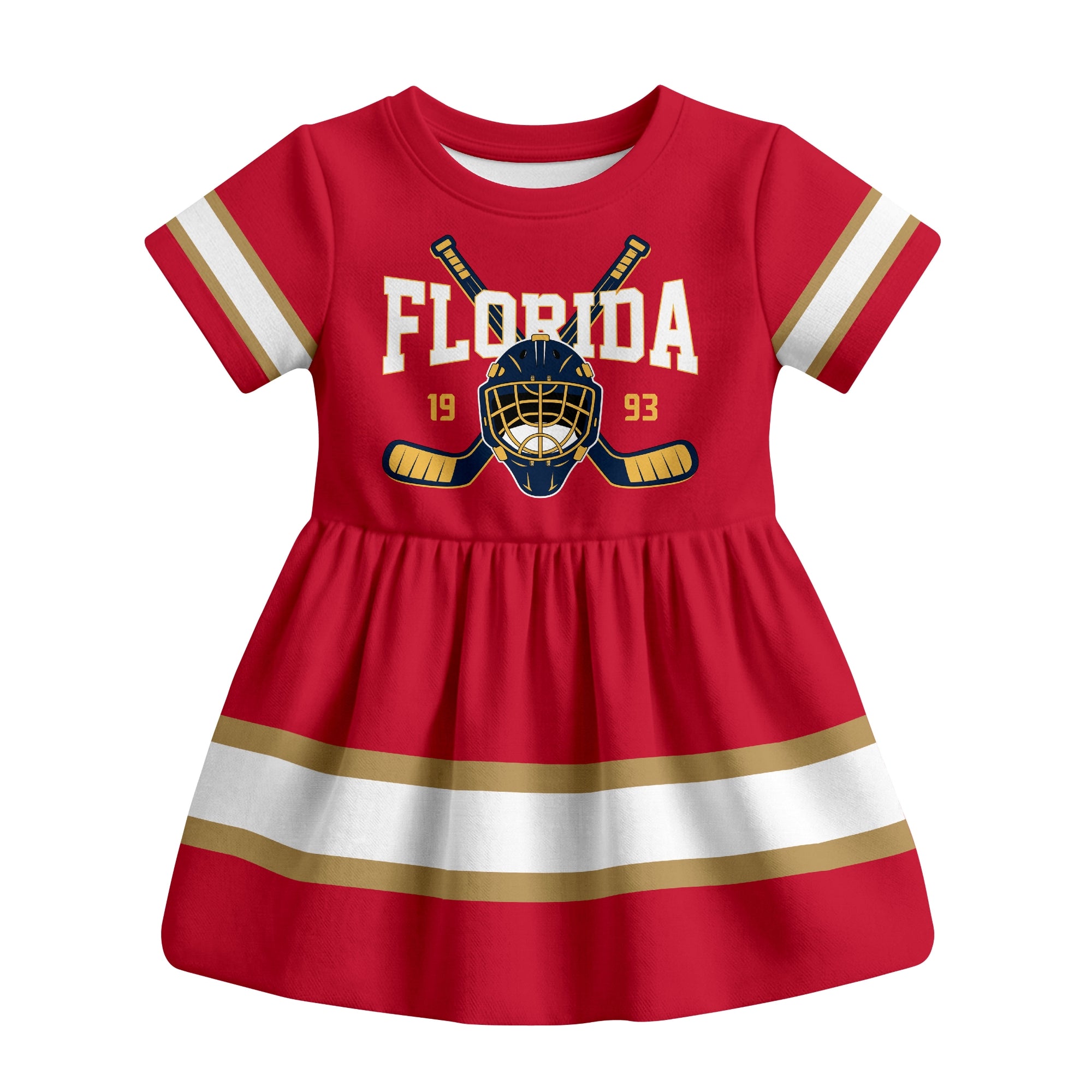 Red Florida hockey baby bodysuit dress front view