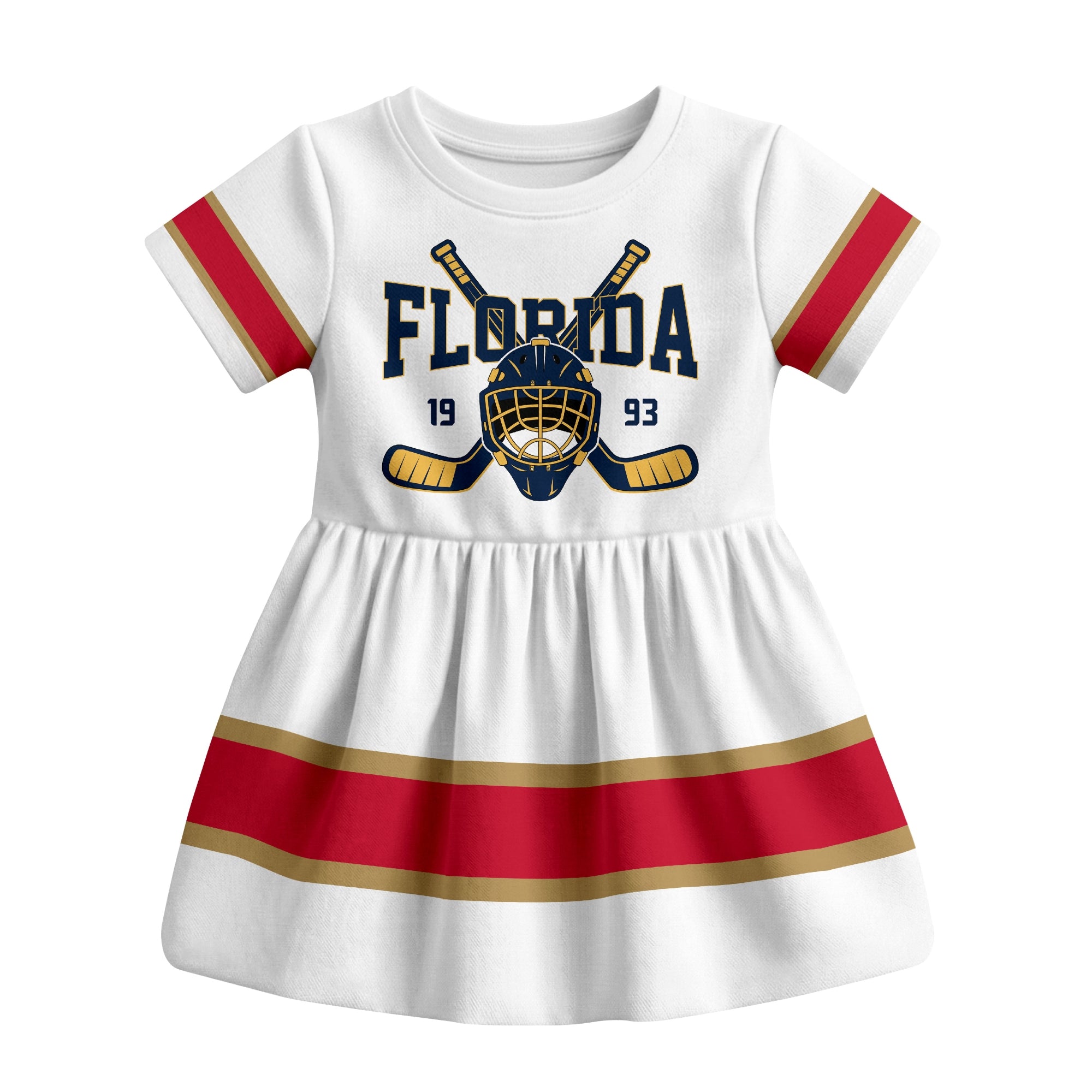 White Florida hockey baby bodysuit dress front view