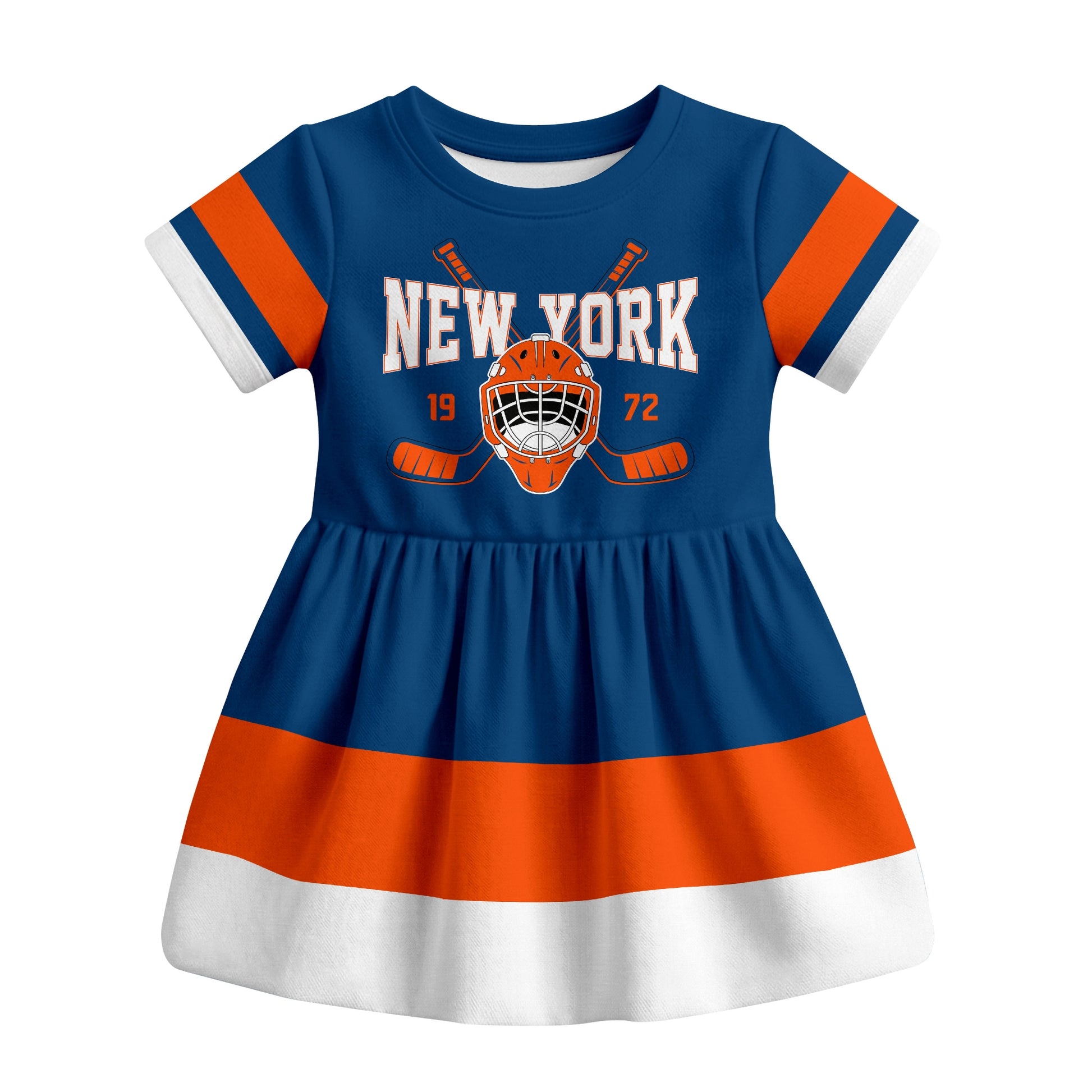 Royal New York hockey baby bodysuit dress front view