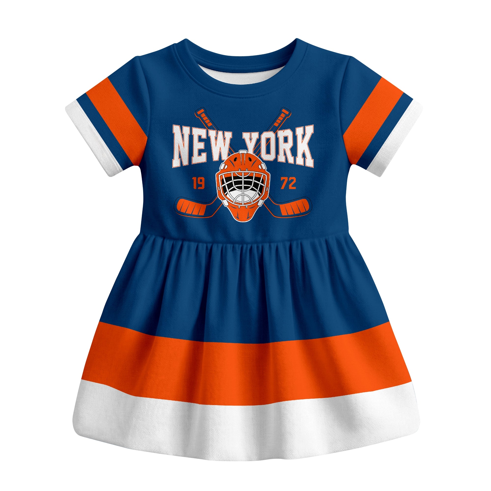 Royal New York hockey baby bodysuit dress front view