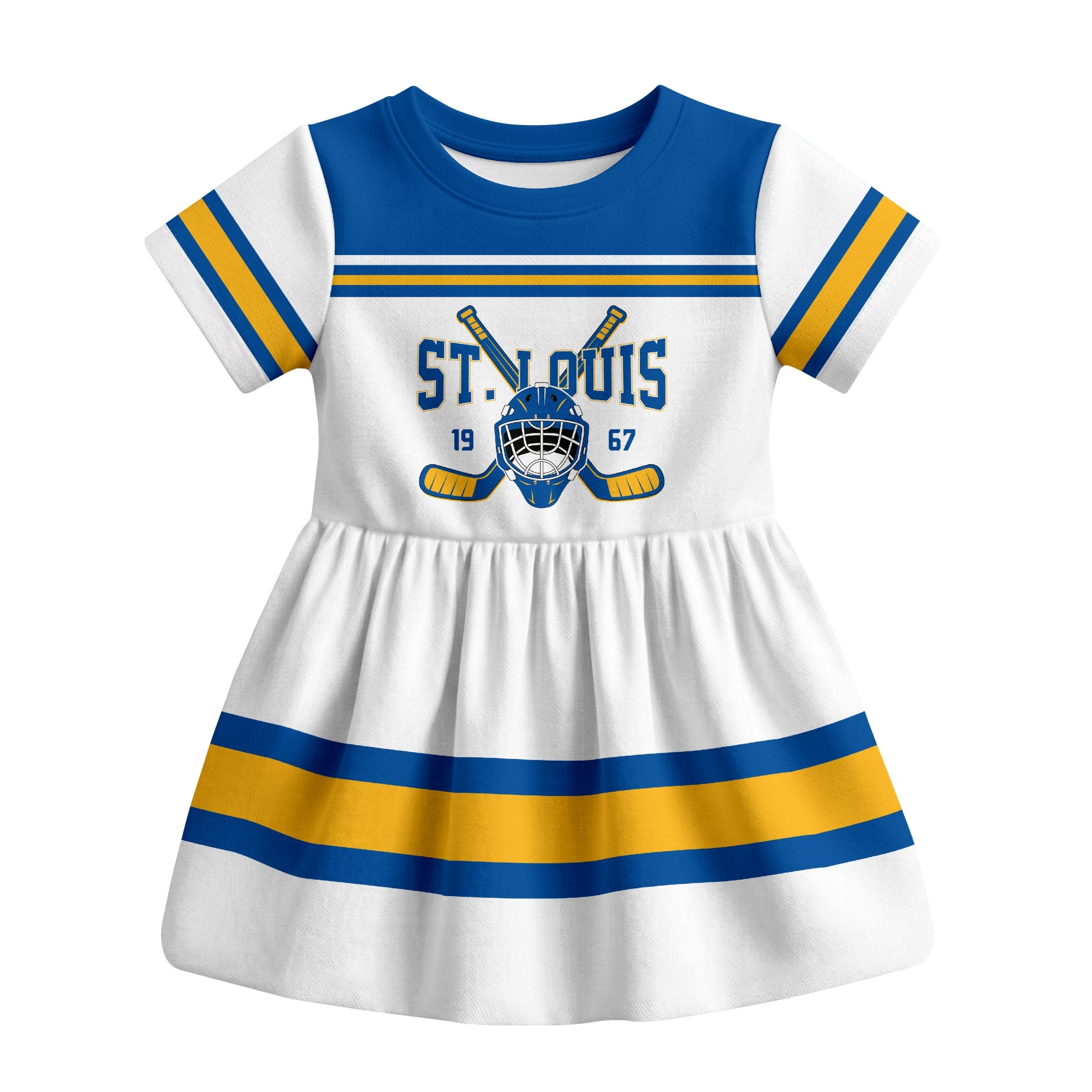 White St. Louis hockey baby bodysuit dress front view