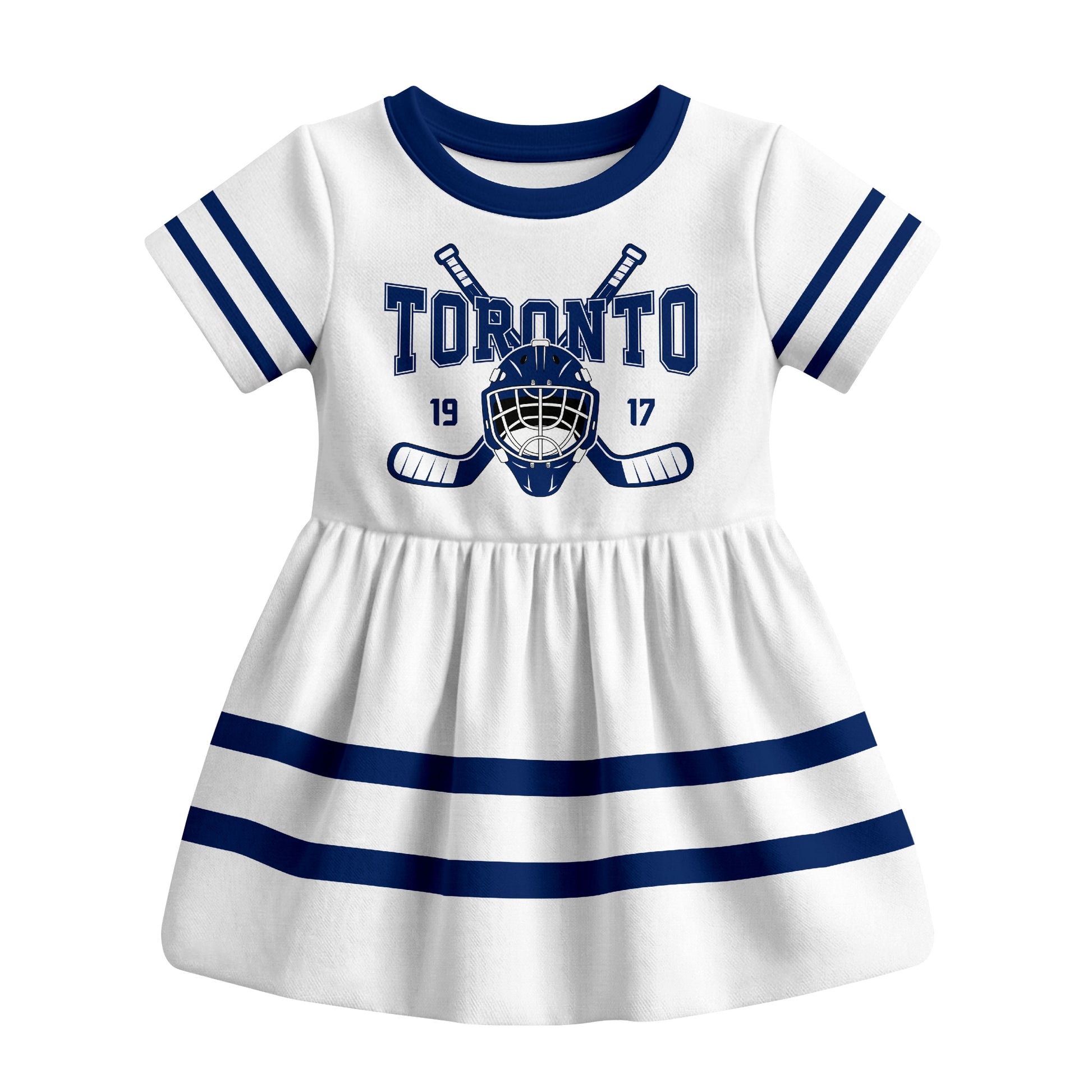 White Toronto hockey baby bodysuit dress front view
