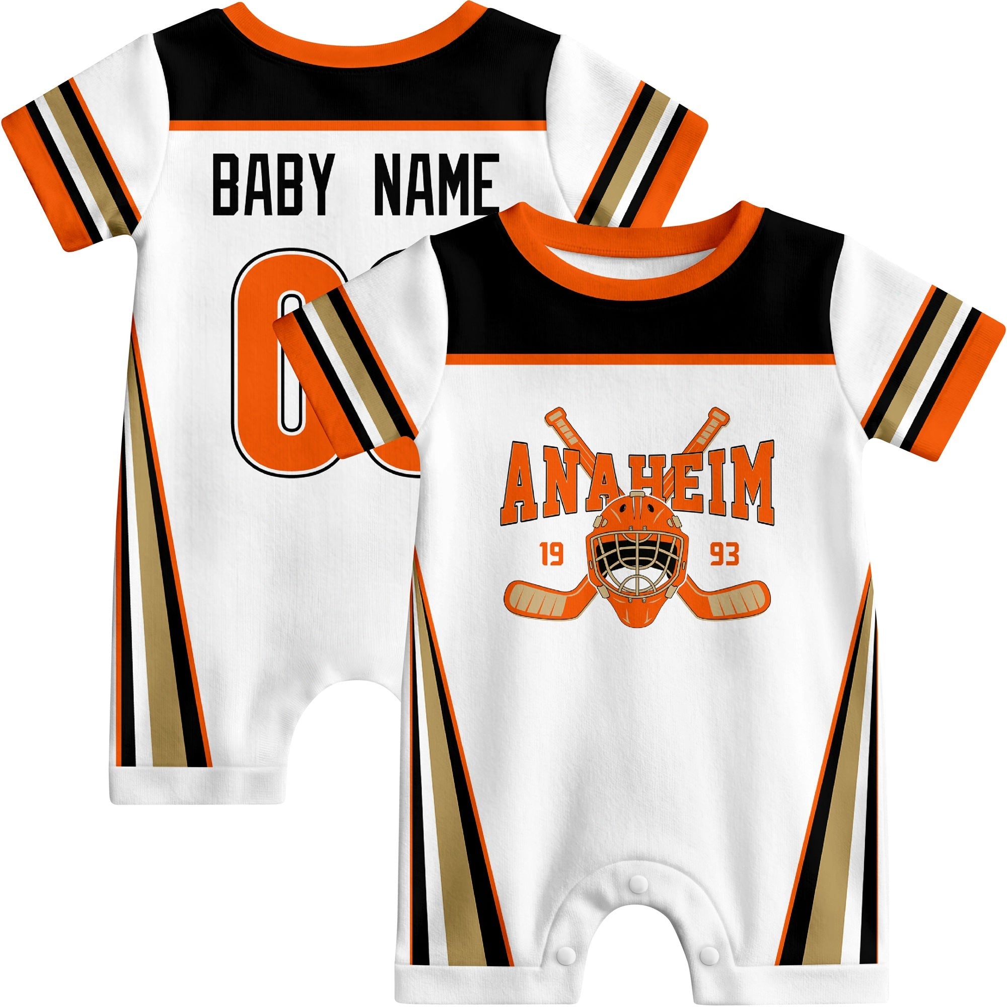 Personalized Anaheim Hockey Baby Bodysuit - Custom Name & Number ANTKING