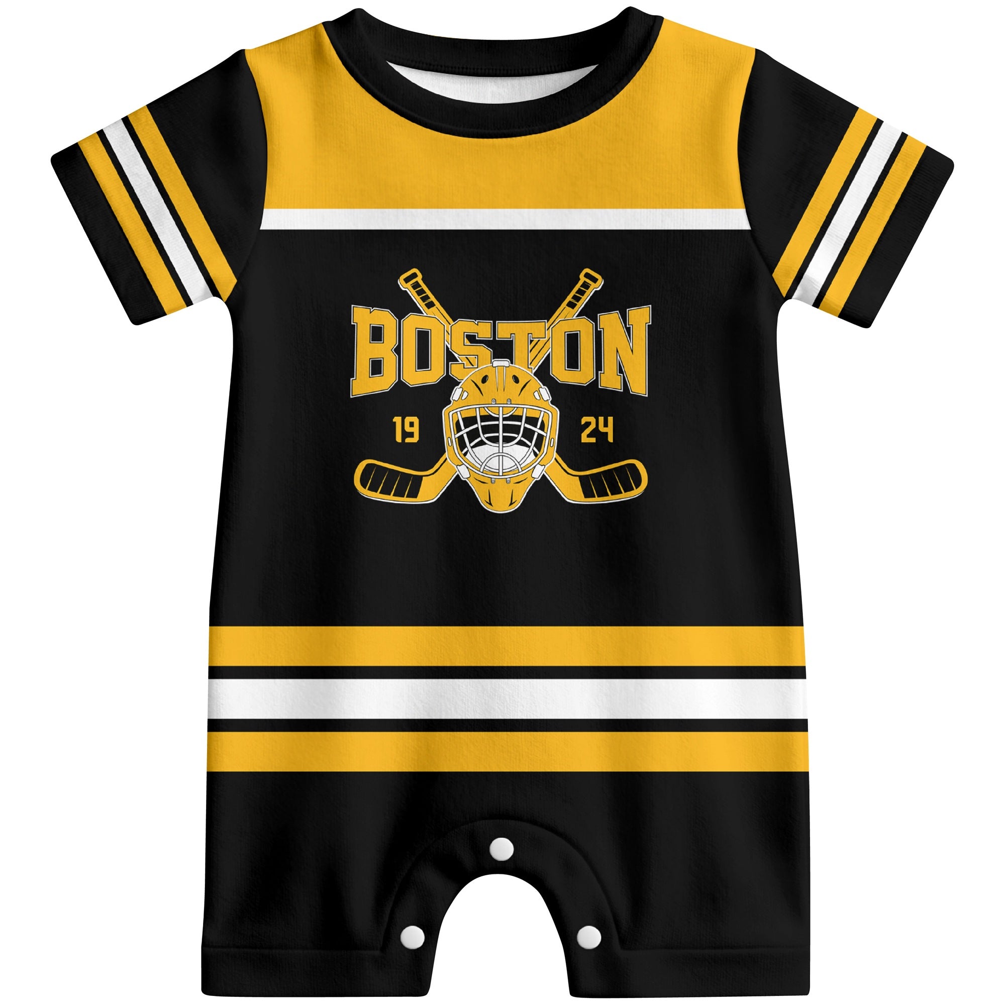 Personalized Boston Hockey Baby Bodysuit - Custom Name & Number ANTKING