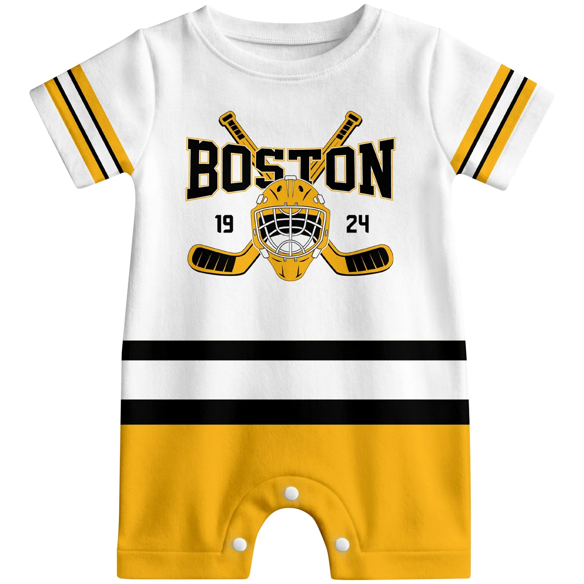 Personalized Boston Hockey Baby Bodysuit - Custom Name & Number ANTKING