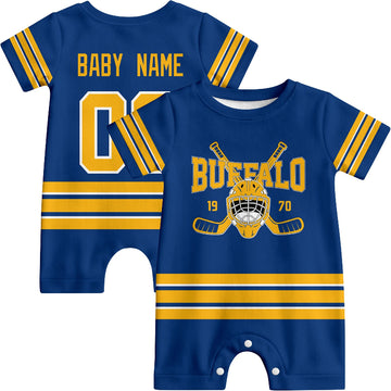 Personalized Buffalo Hockey Baby Onesie - Custom Hockey Fan Infant Bodysuit - Antking