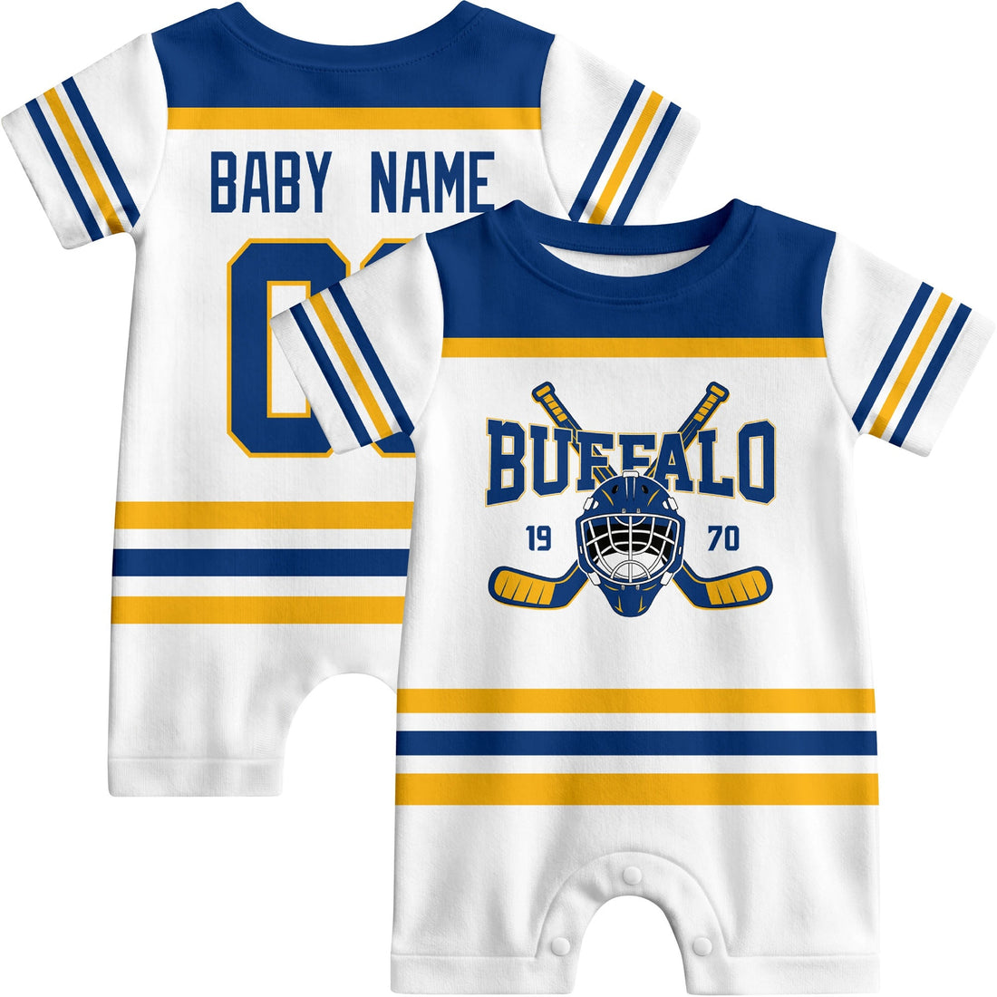 Personalized Buffalo Hockey Baby Onesie - Custom Hockey Fan Infant Bodysuit - Antking