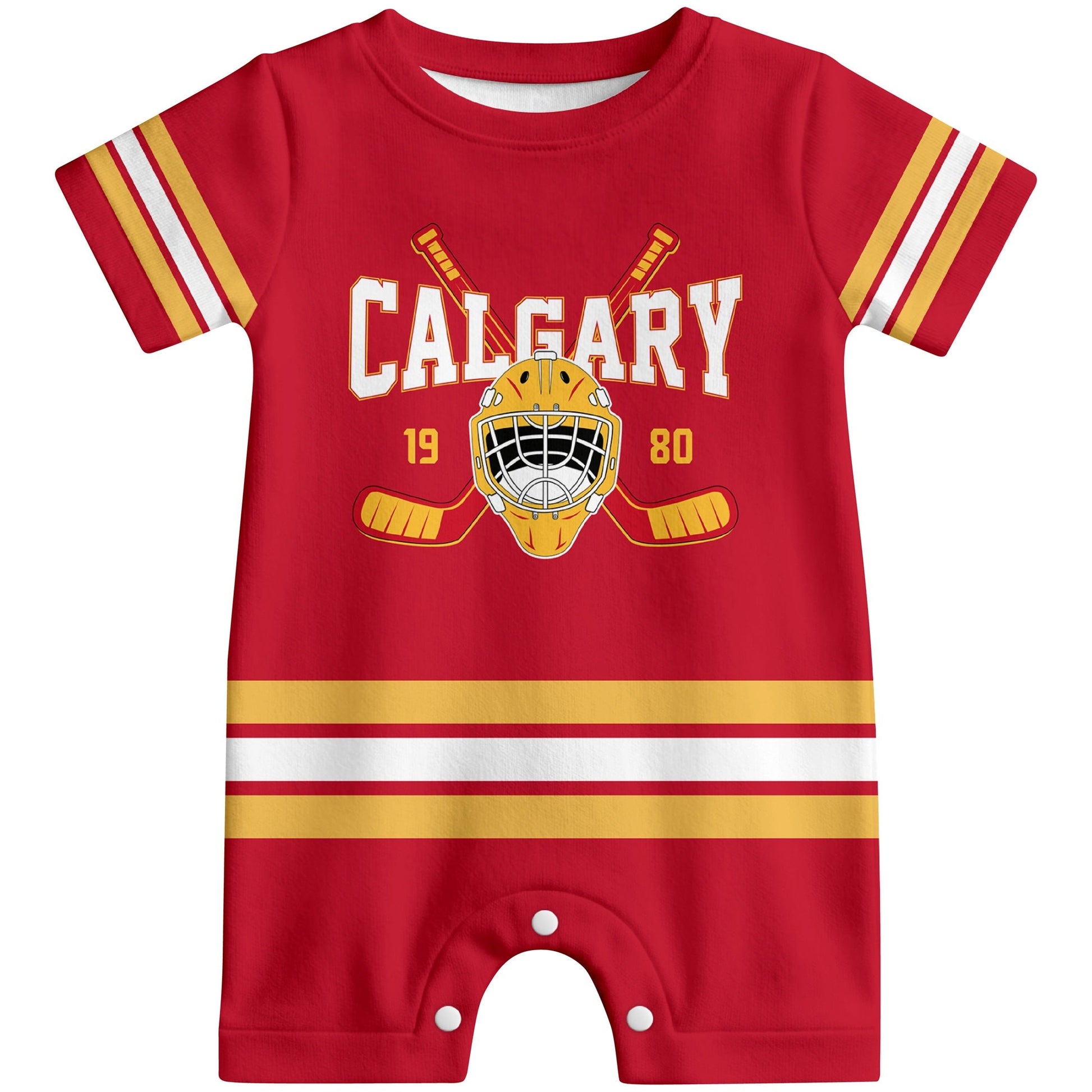 Personalized Calgary Hockey Baby Bodysuit - Custom Name & Number ANTKING