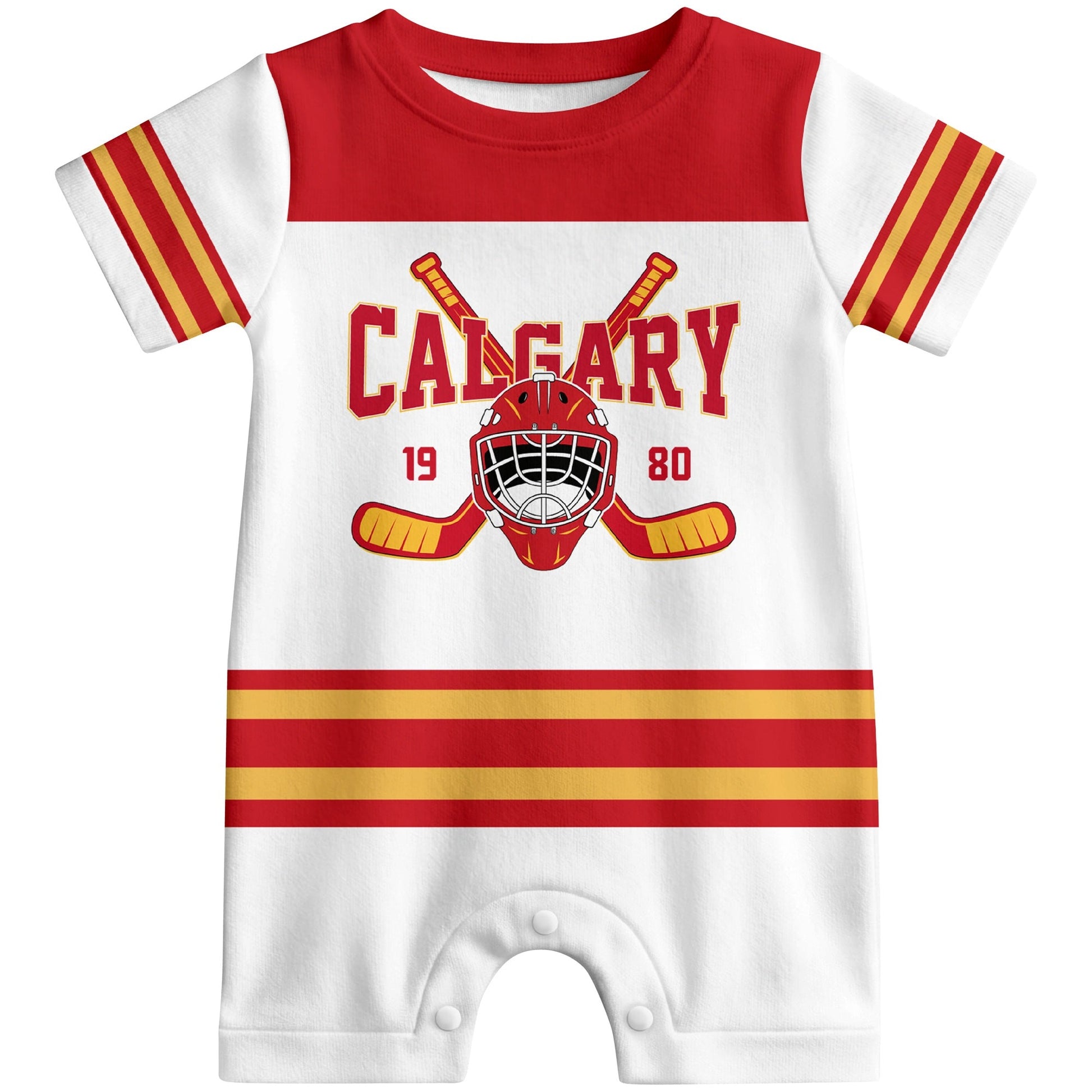 Personalized Calgary Hockey Baby Bodysuit - Custom Name & Number ANTKING