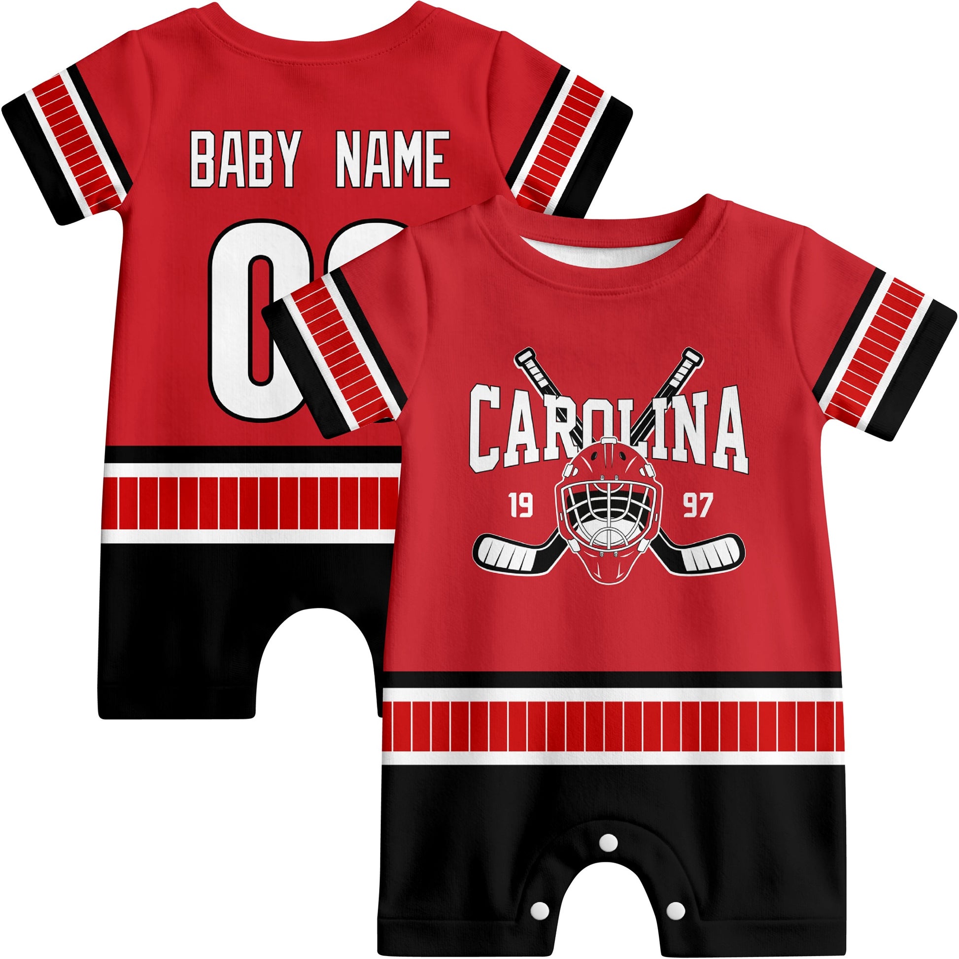 Personalized Carolina Hockey Baby Onesie - Custom Hockey Fan Infant Bodysuit - Antking