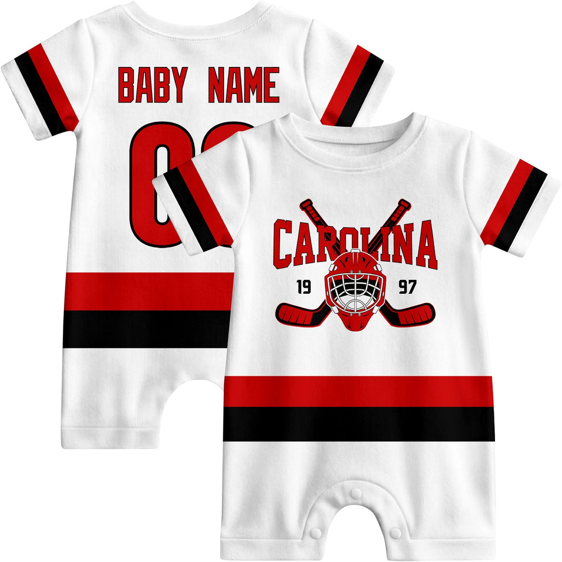 Personalized Carolina Hockey Baby Onesie - Custom Hockey Fan Infant Bodysuit - Antking