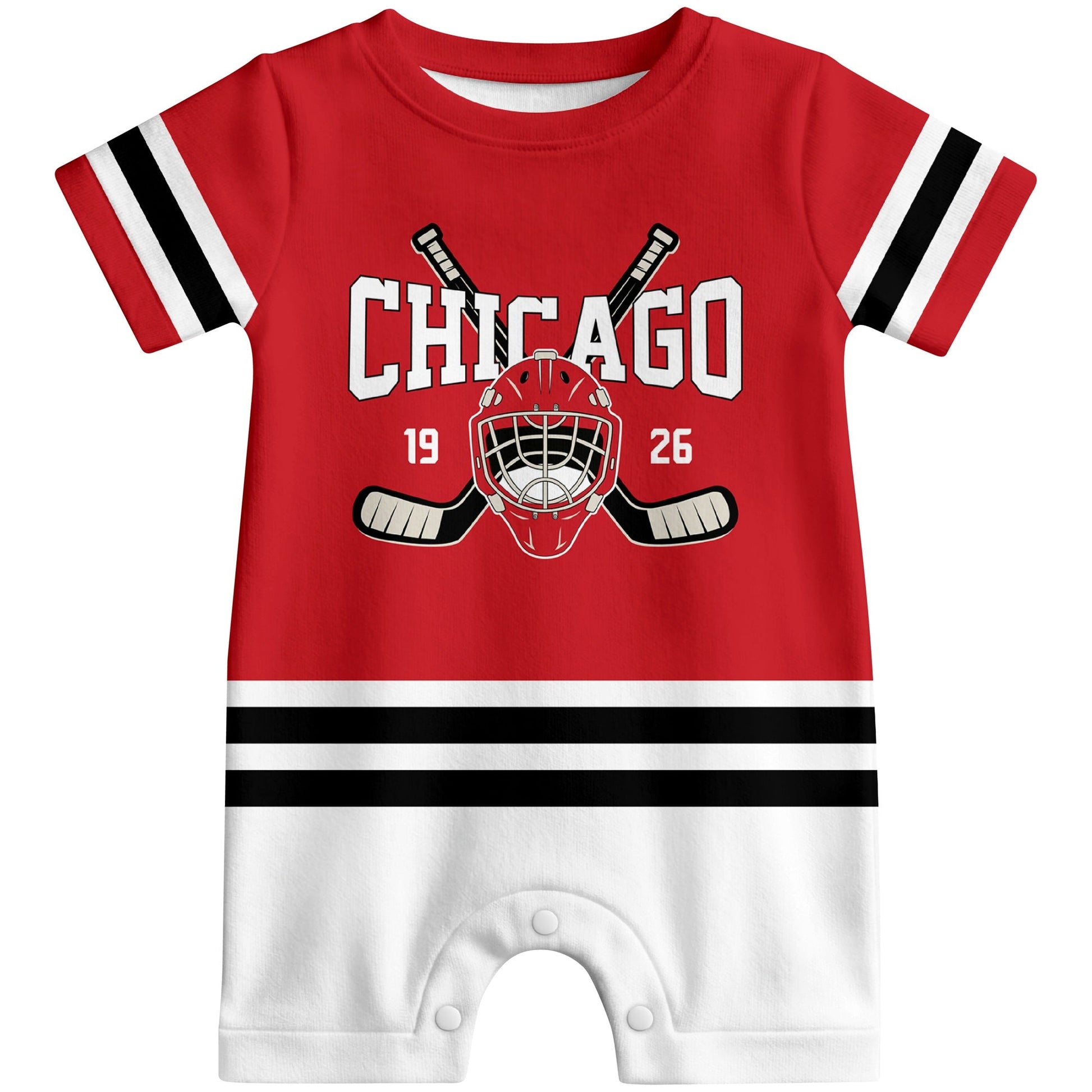 Personalized Chicago Hockey Baby Bodysuit - Custom Name & Number ANTKING