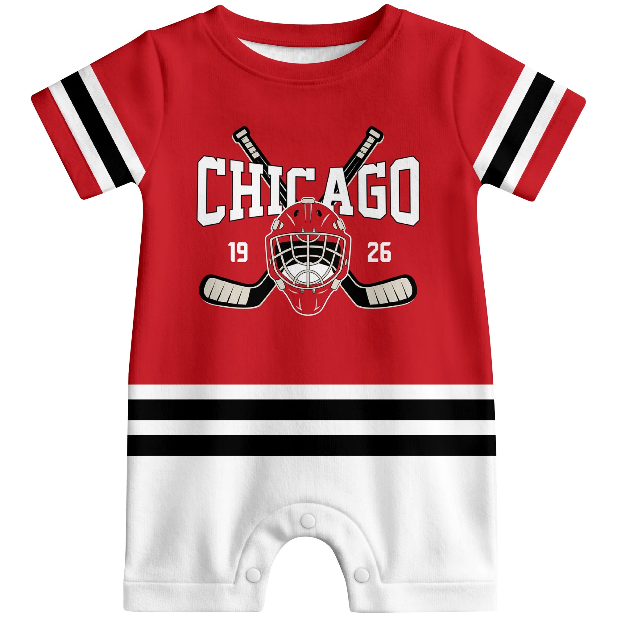 Personalized Chicago Hockey Baby Bodysuit - Custom Name & Number ANTKING