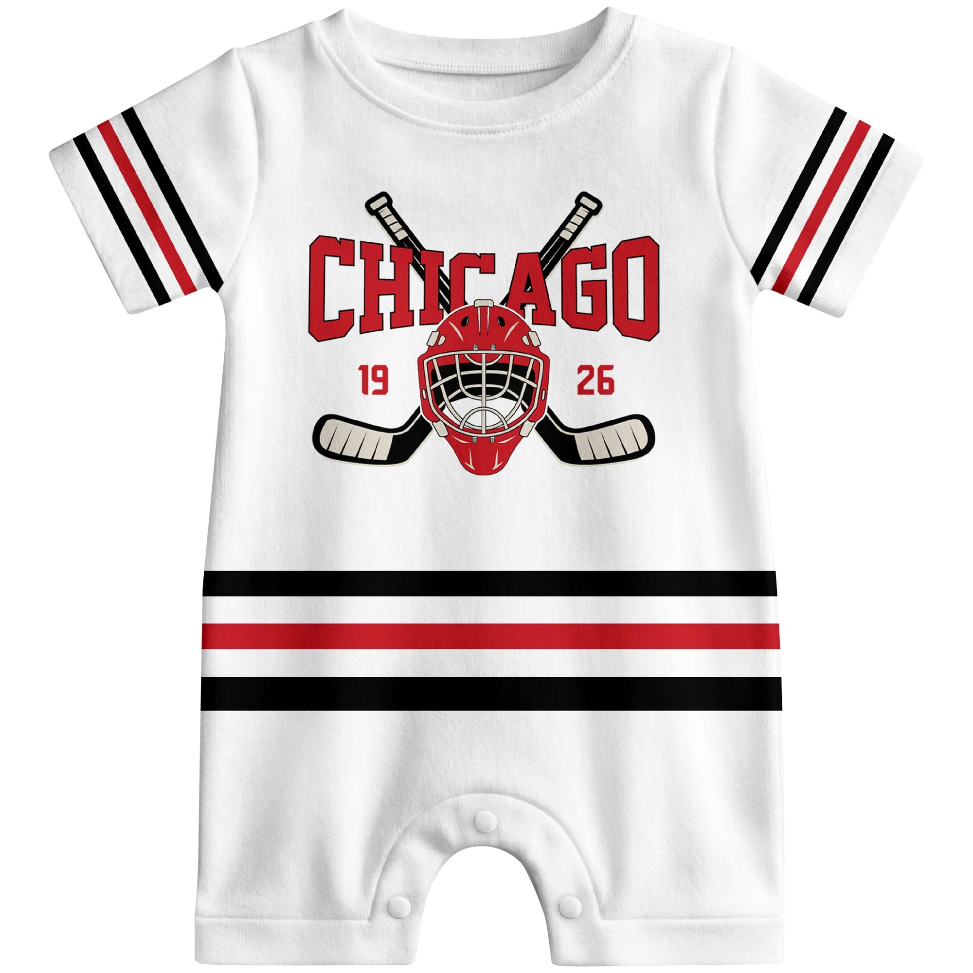 Personalized Chicago Hockey Baby Bodysuit - Custom Name & Number ANTKING