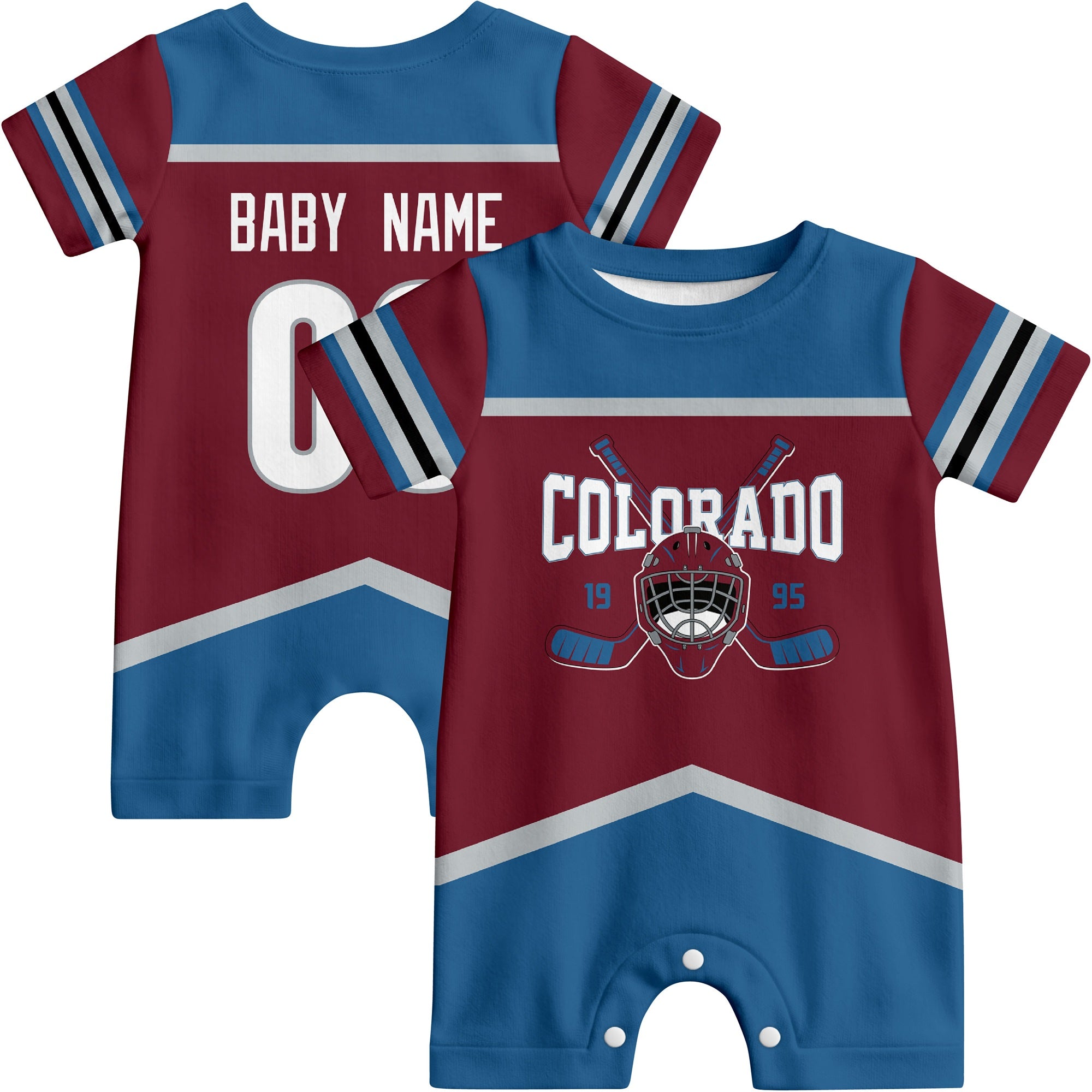Personalized Colorado Hockey Baby Onesie - Custom Hockey Fan Infant Bodysuit - Antking