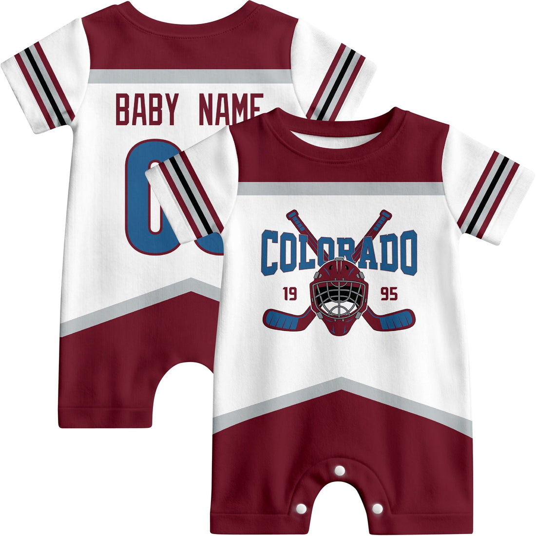 Personalized Colorado Hockey Baby Onesie - Custom Hockey Fan Infant Bodysuit - Antking