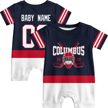 Personalized Columbus Hockey Baby Onesie - Custom Hockey Fan Infant Bodysuit - Antking