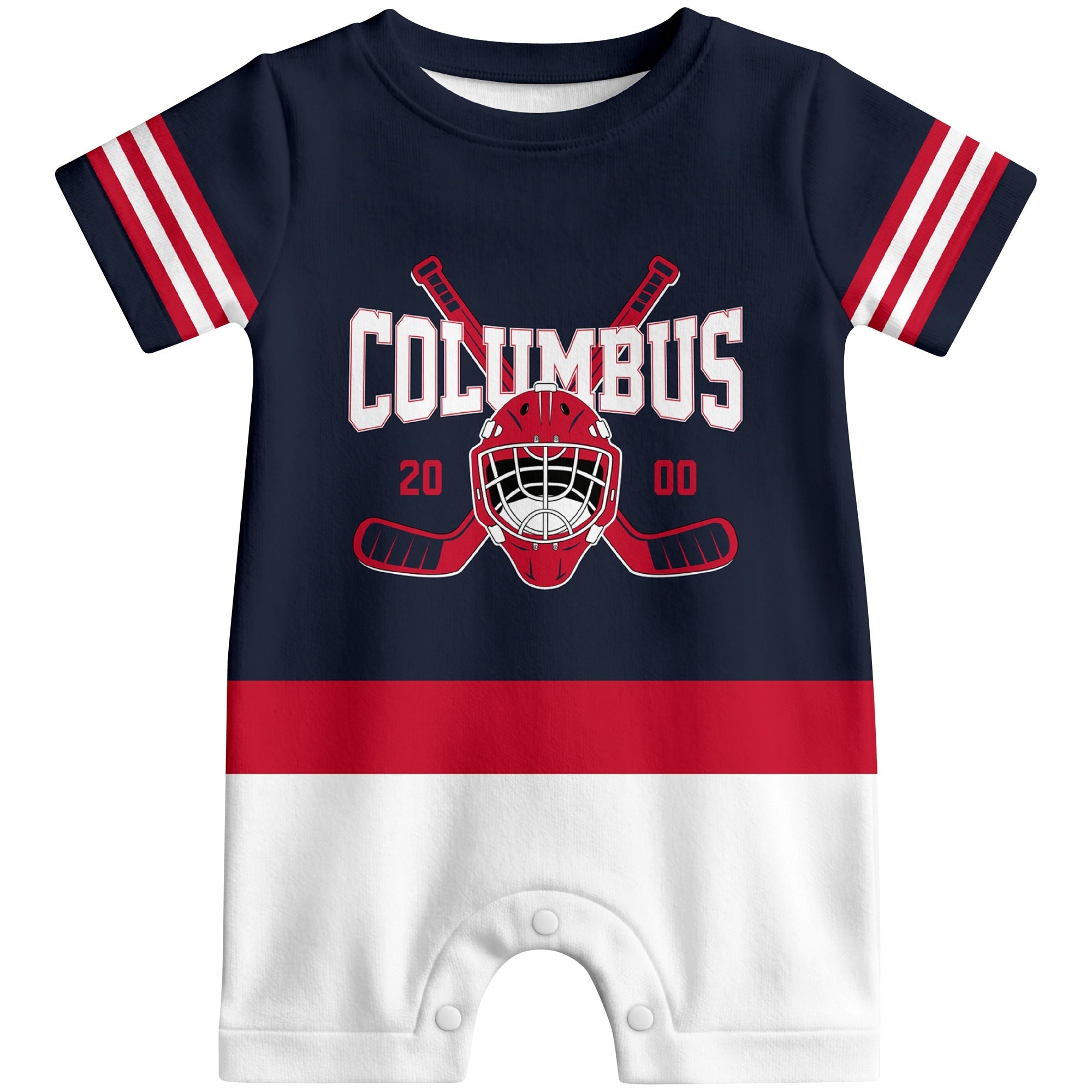 Personalized Columbus Hockey Baby Bodysuit - Custom Name & Number ANTKING