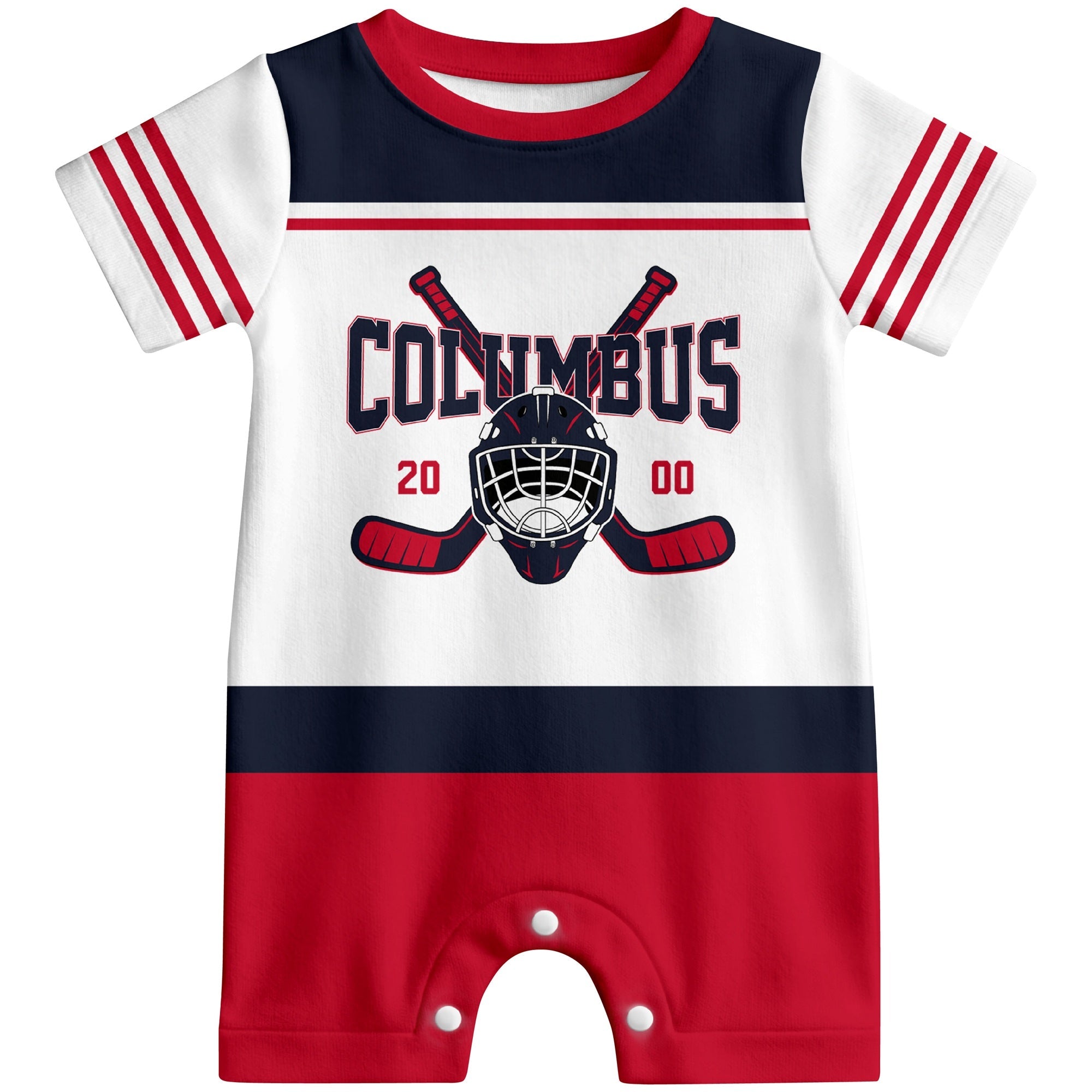Personalized Columbus Hockey Baby Bodysuit - Custom Name & Number ANTKING