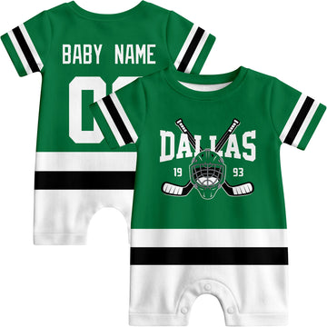 Personalized Dallas Hockey Baby Onesie - Custom Hockey Fan Infant Bodysuit - Antking