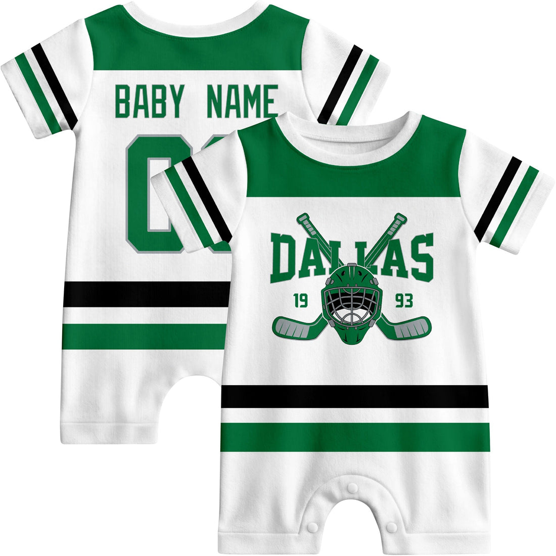 Personalized Dallas Hockey Baby Onesie - Custom Hockey Fan Infant Bodysuit - Antking