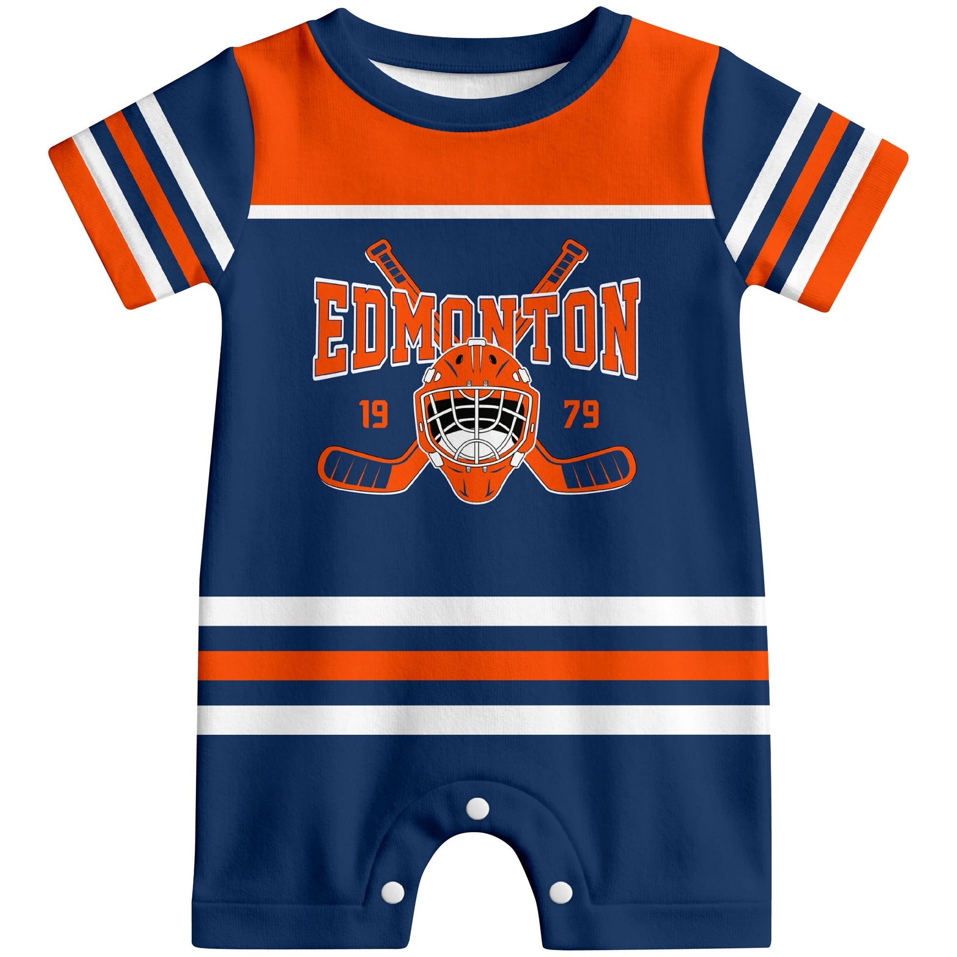 Personalized Edmonton  Hockey Baby Bodysuit - Custom Name & Number ANTKING