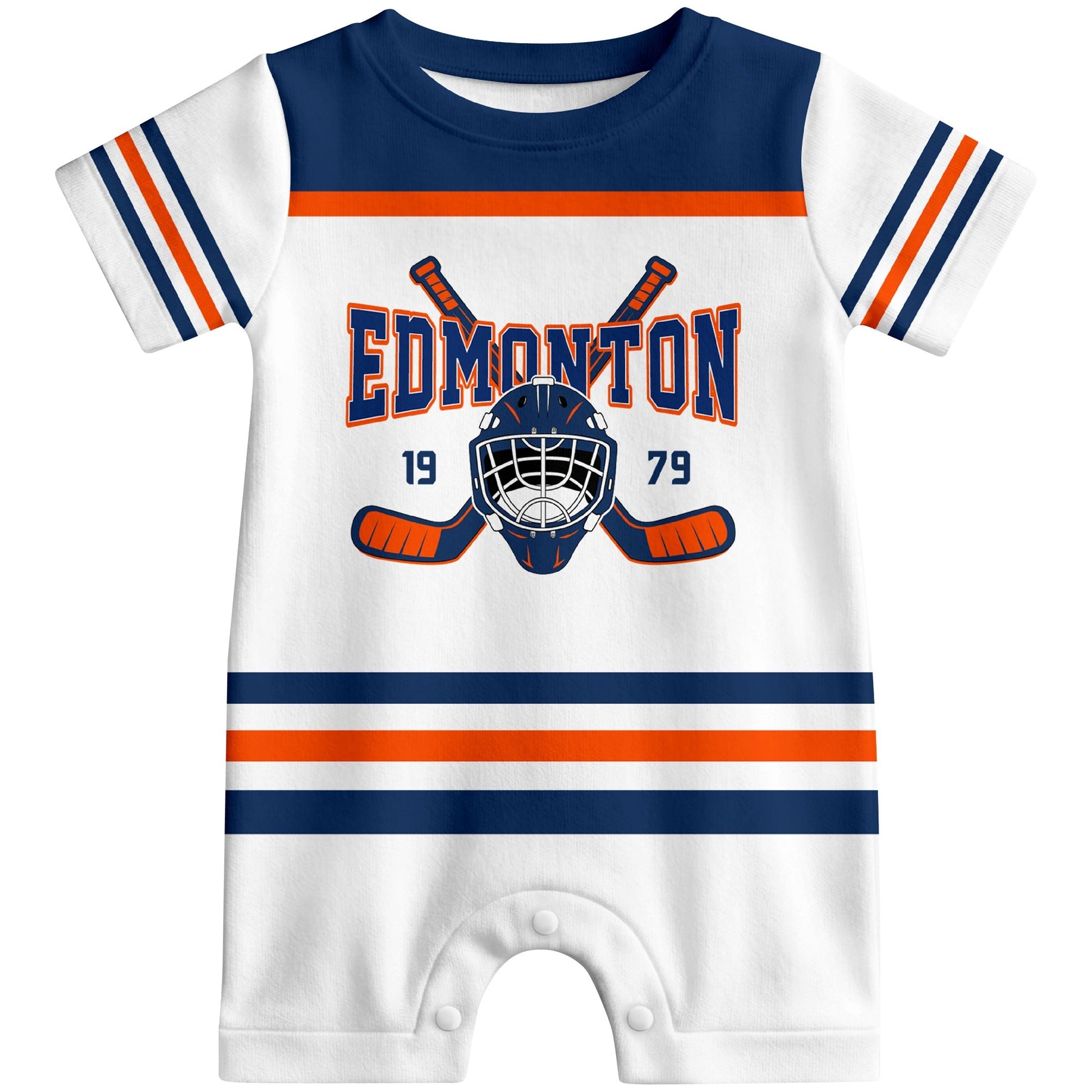Personalized Edmonton  Hockey Baby Bodysuit - Custom Name & Number ANTKING