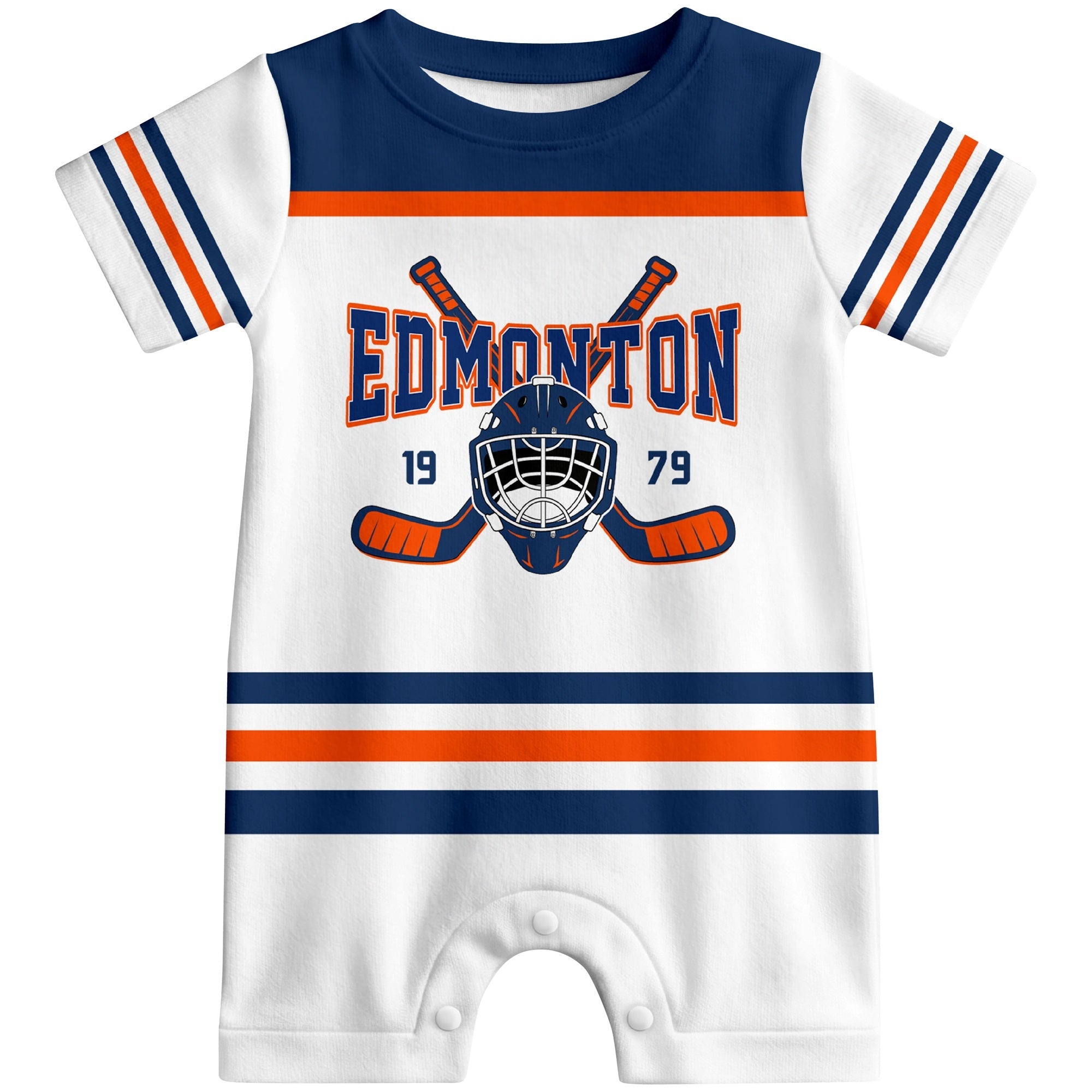 Personalized Edmonton  Hockey Baby Bodysuit - Custom Name & Number ANTKING