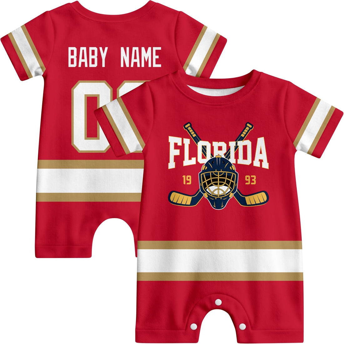 Personalized Florida Hockey Baby Onesie - Custom Hockey Fan Infant Bodysuit - Antking