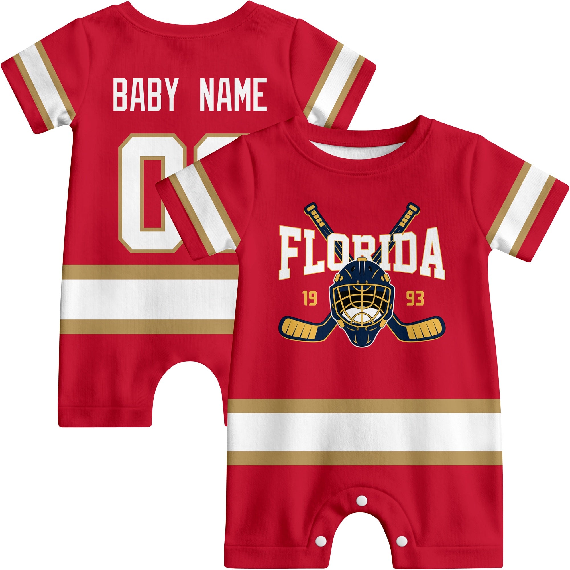 Personalized Florida Hockey Baby Onesie - Custom Hockey Fan Infant Bodysuit - Antking