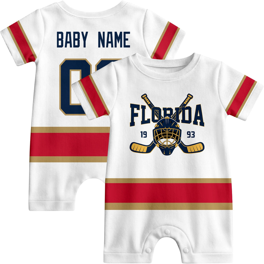 Personalized Florida Hockey Baby Onesie - Custom Hockey Fan Infant Bodysuit - Antking