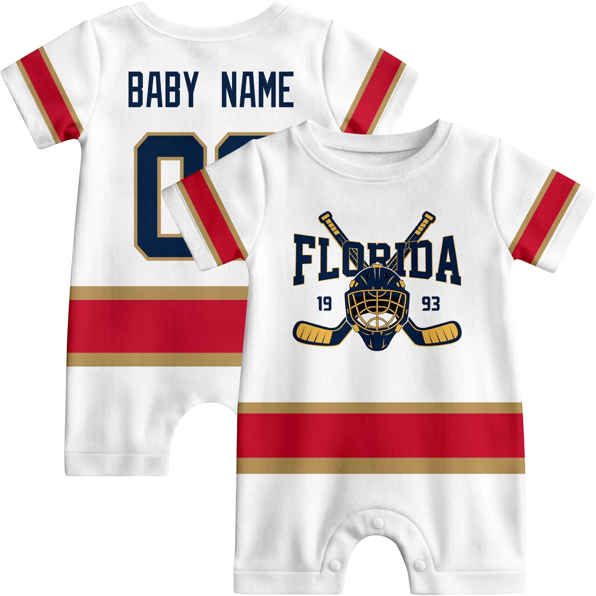 Personalized Florida Hockey Baby Bodysuit - Custom Name & Number ANTKING