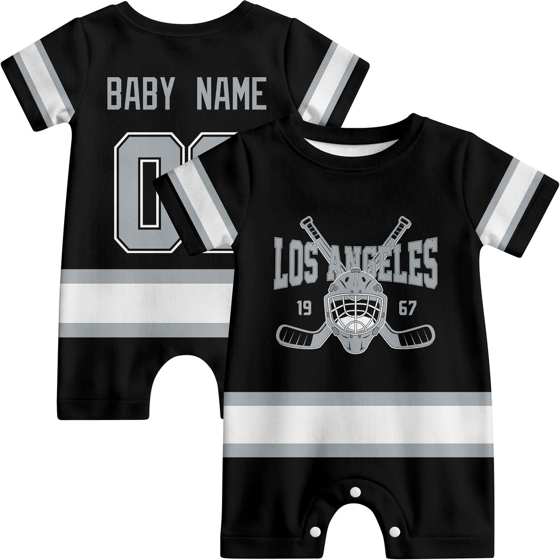 Personalized Los Angeles Hockey Baby Onesie - Custom Hockey Fan Infant Bodysuit - Antking