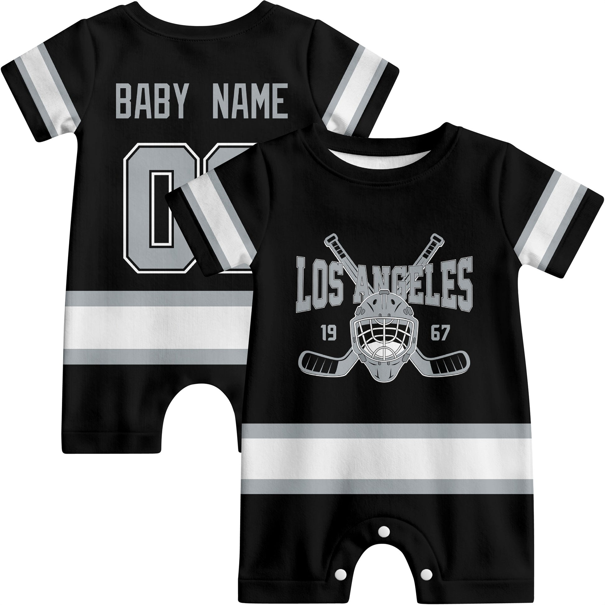 Personalized Los Angeles Hockey Baby Onesie - Custom Hockey Fan Infant Bodysuit - Antking