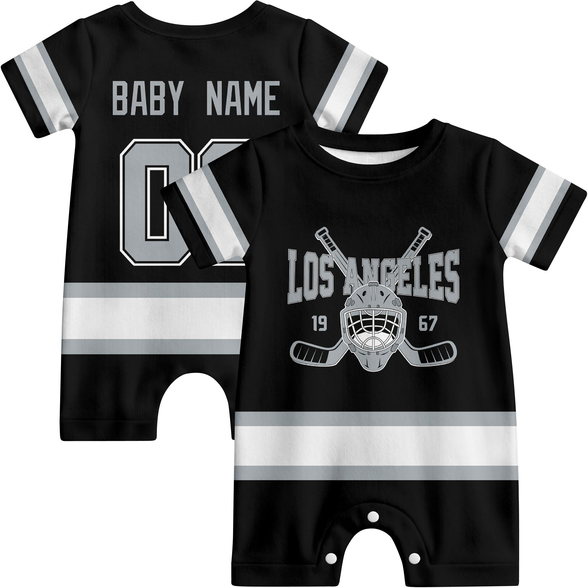 Personalized Los Angeles Hockey Baby Onesie - Custom Hockey Fan Infant Bodysuit - Antking