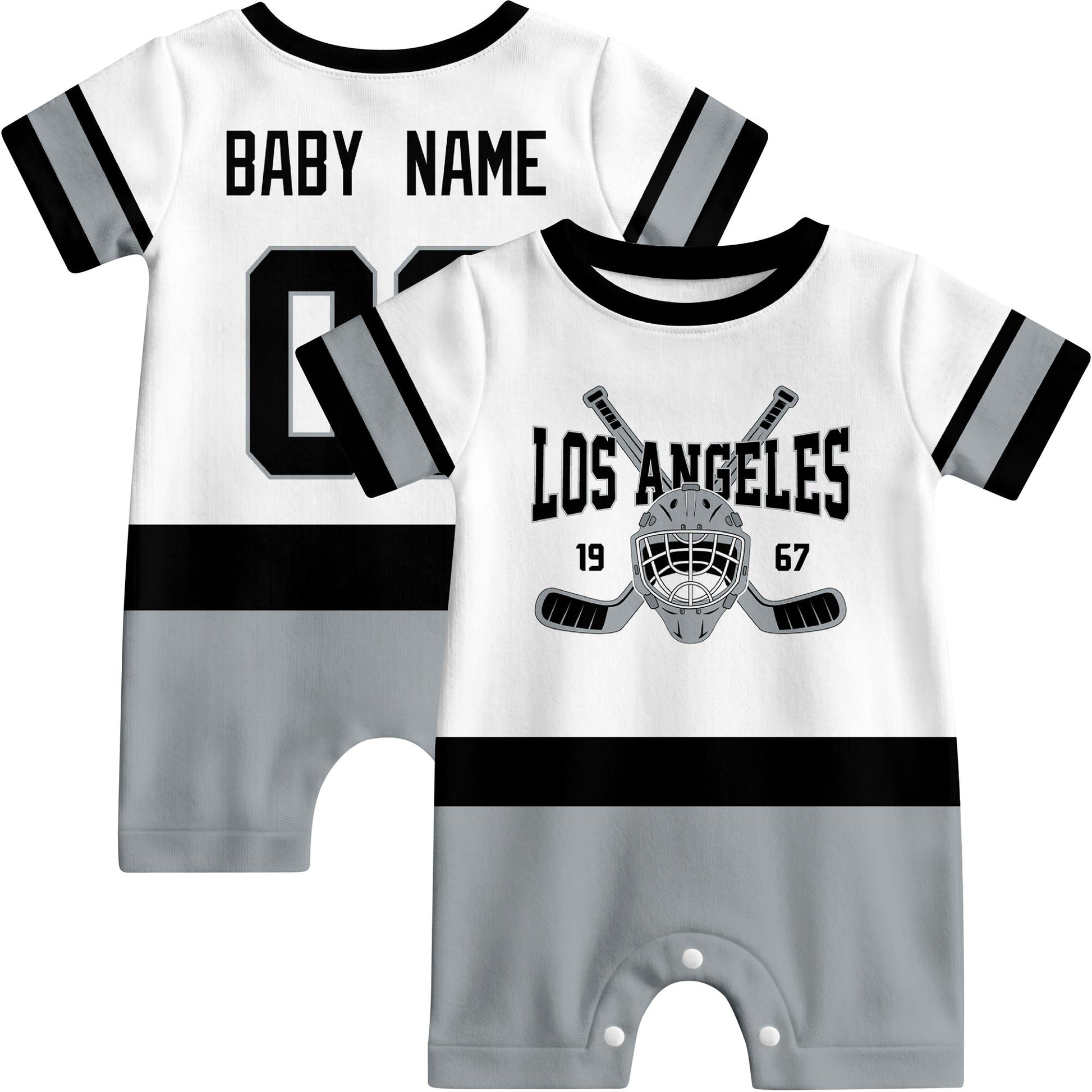 Personalized Los Angeles Hockey Baby Bodysuit - Custom Name & Number ANTKING