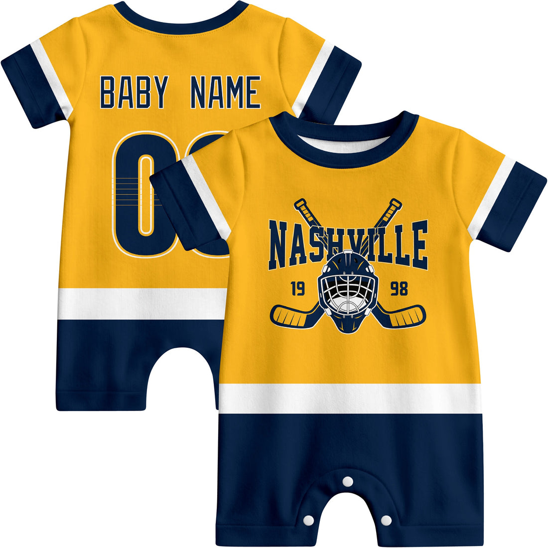 Personalized Nashville Hockey Baby Onesie - Custom Hockey Fan Infant Bodysuit - Antking
