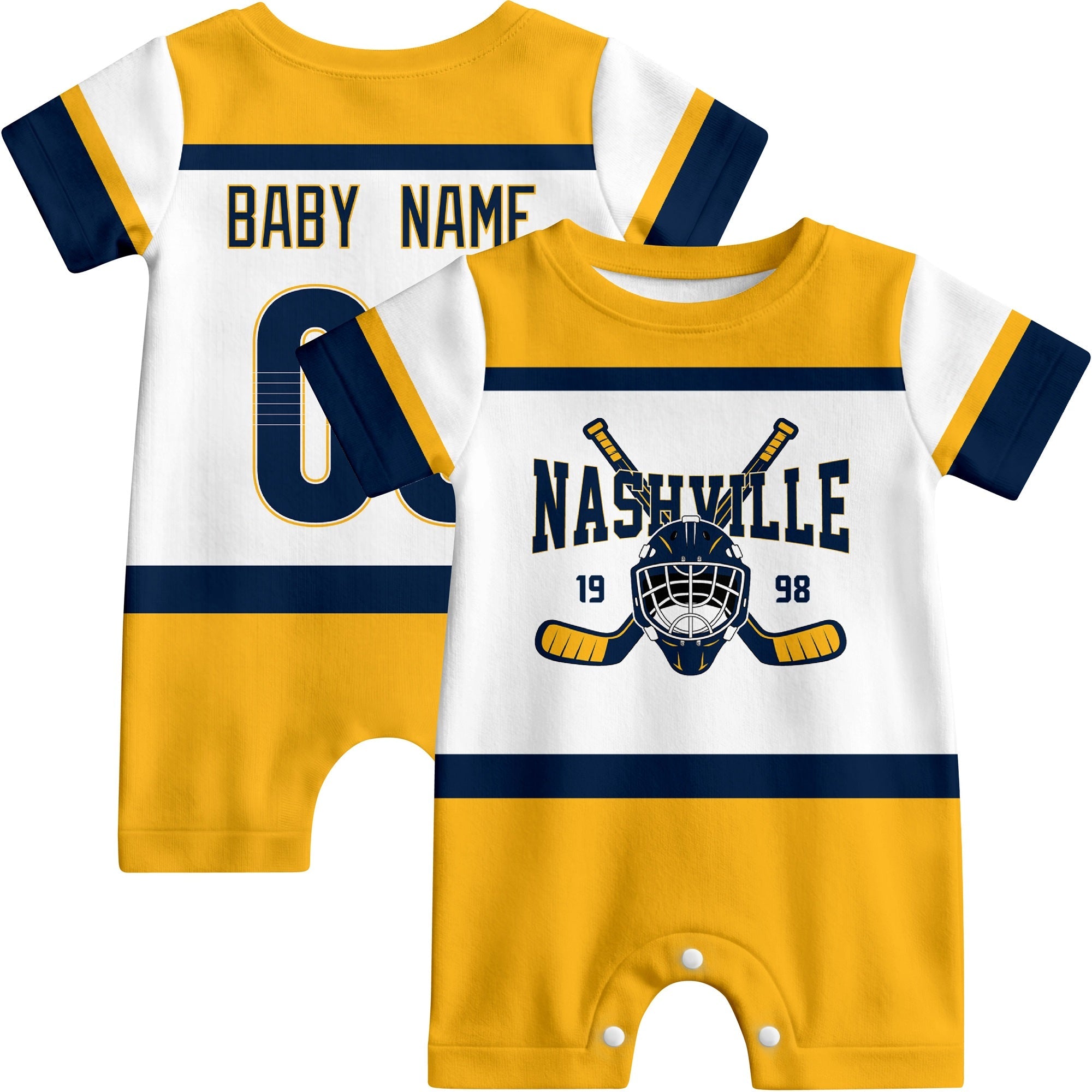 Personalized Nashville Hockey Baby Bodysuit - Custom Name & Number ANTKING