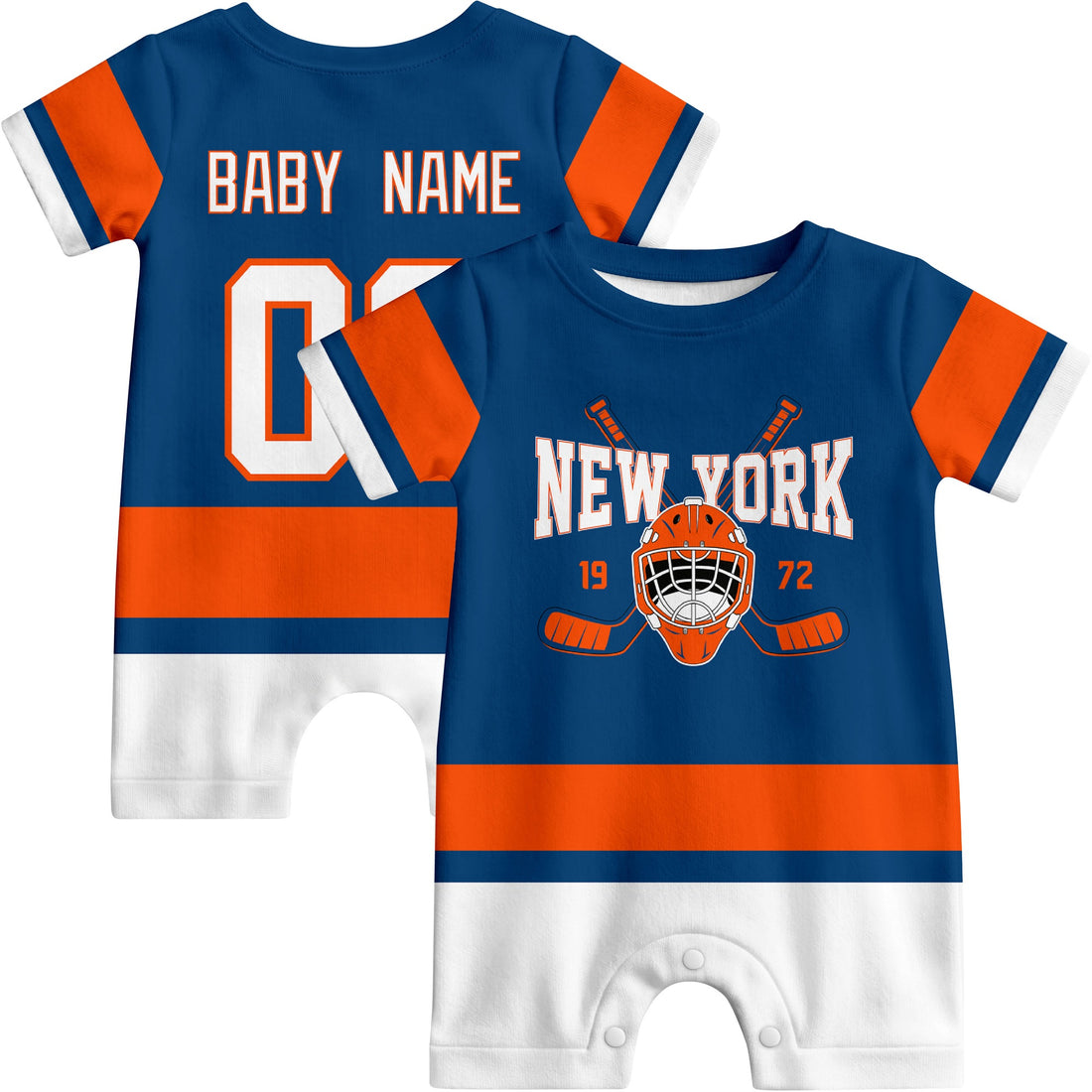 Personalized New York Hockey Baby Onesie - Custom Hockey Fan Infant Bodysuit - Antking