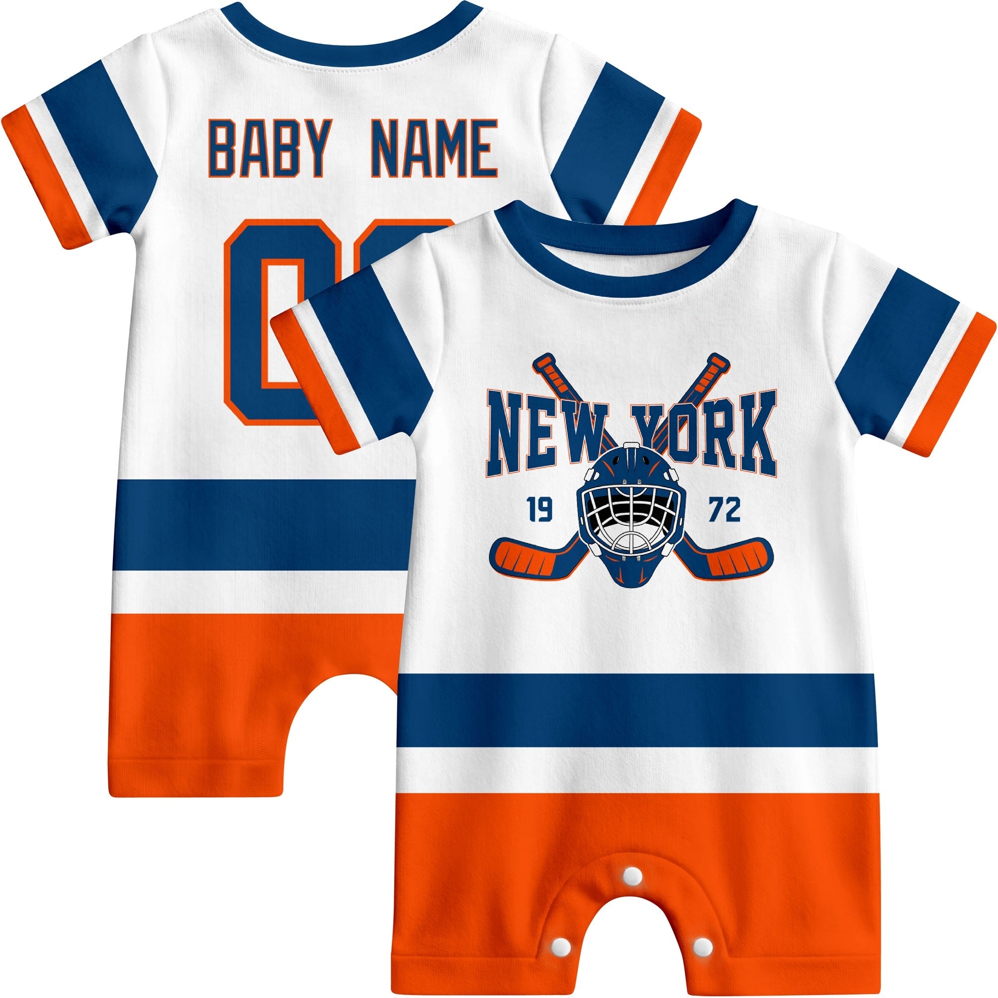 Personalized New York Hockey Baby Bodysuit - Custom Name & Number ANTKING