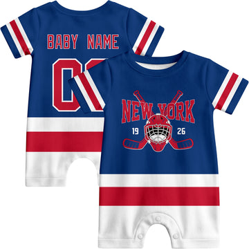 Personalized New York R Hockey Baby Onesie - Custom Hockey Fan Infant Bodysuit - Antking