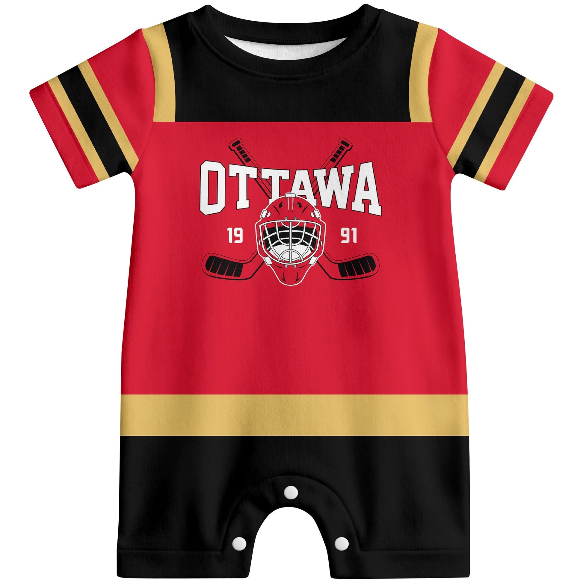 Personalized Ottawa Hockey Baby Bodysuit - Custom Name & Number ANTKING
