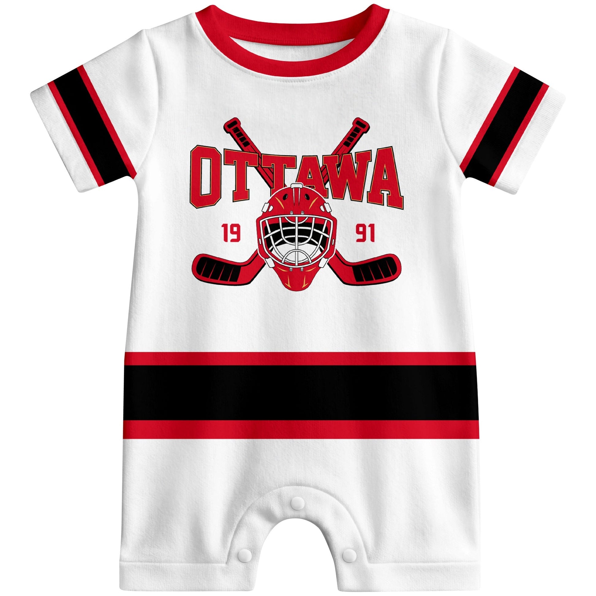Personalized Ottawa Hockey Baby Bodysuit - Custom Name & Number ANTKING
