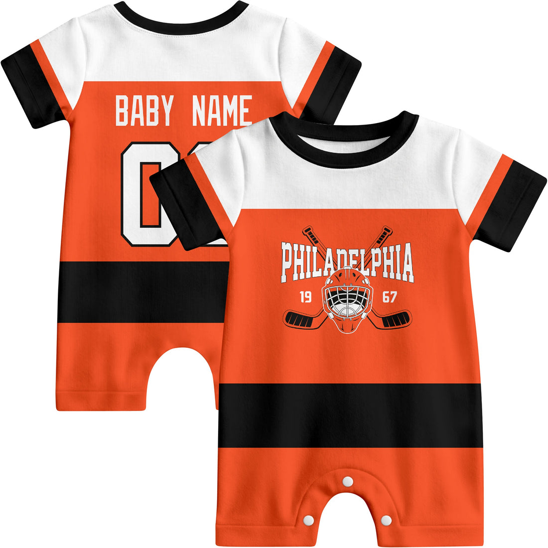 Personalized Philadelphia Hockey Baby Onesie - Custom Hockey Fan Infant Bodysuit - Antking
