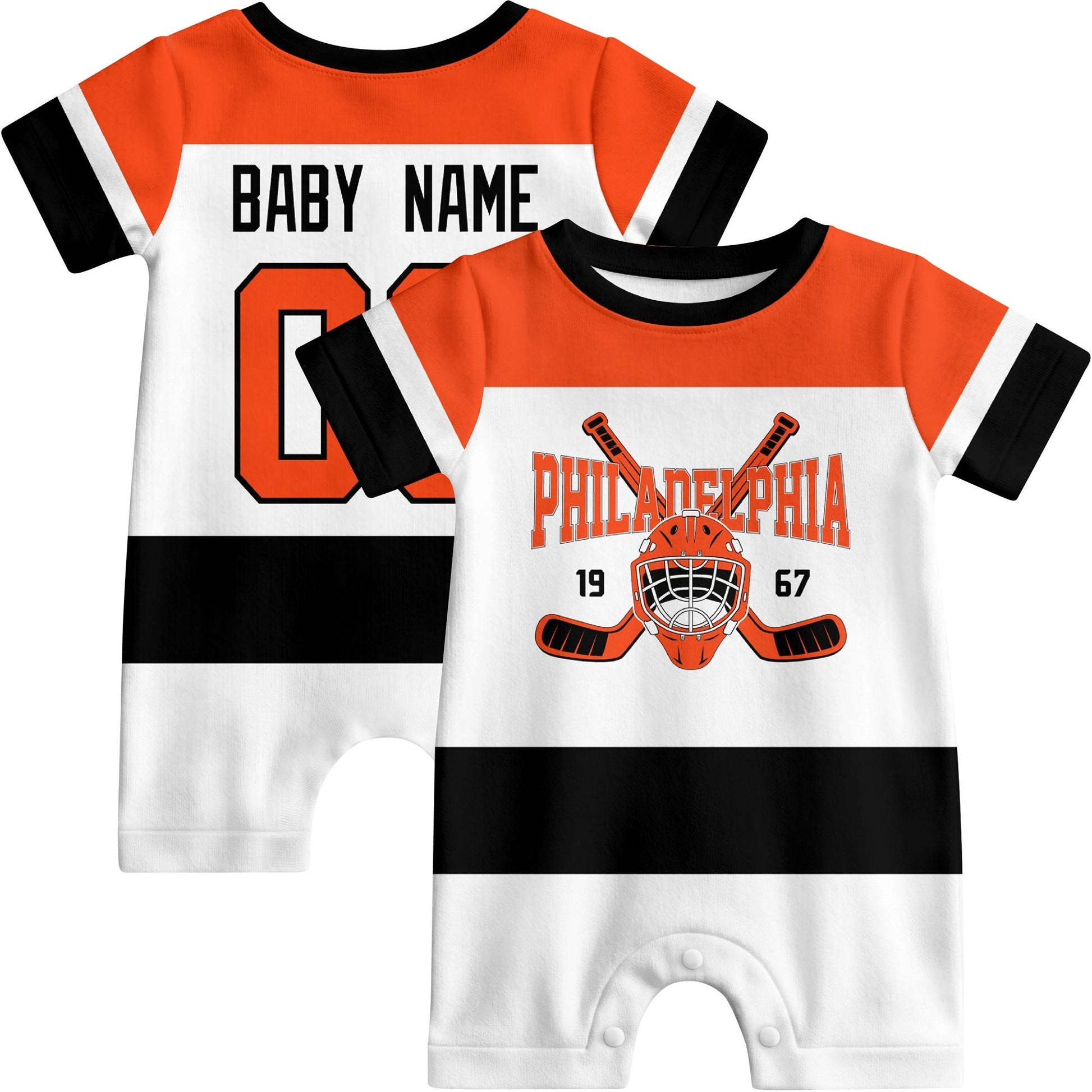 Personalized Philadelphia Hockey Baby Bodysuit - Custom Name & Number ANTKING