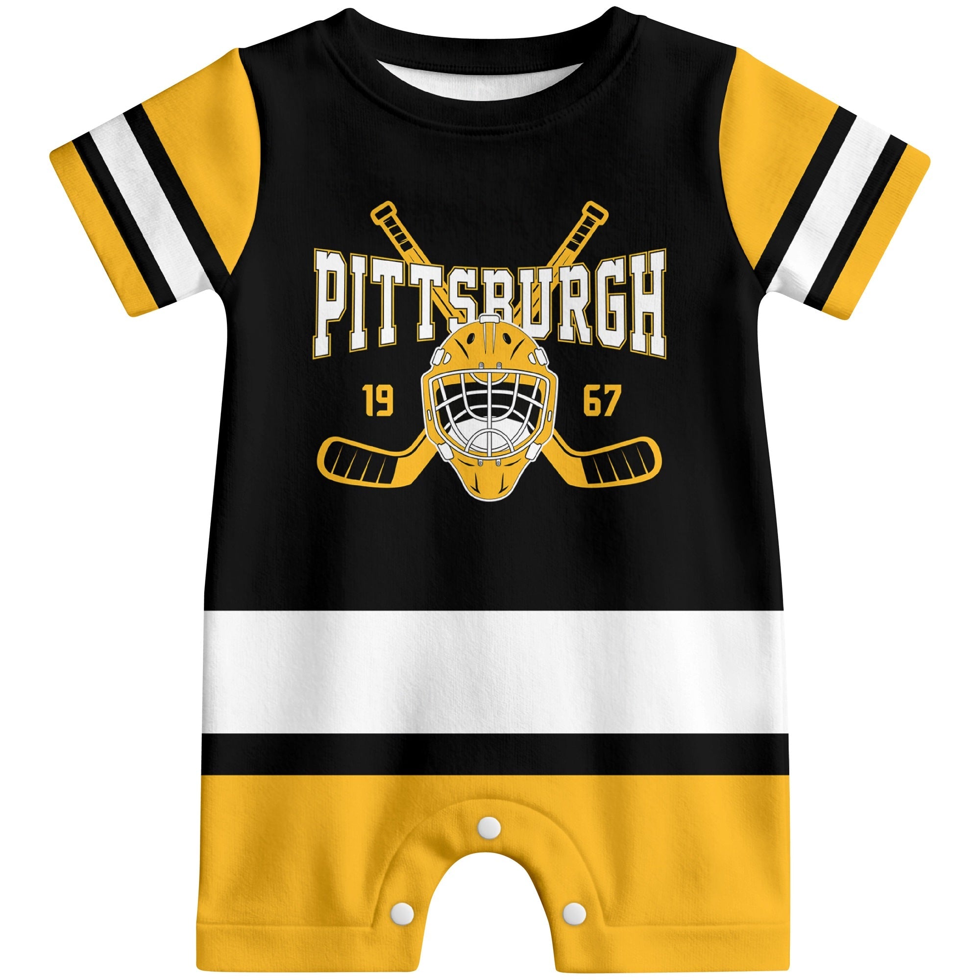 Personalized Pittsburgh Hockey Baby Bodysuit - Custom Name & Number ANTKING