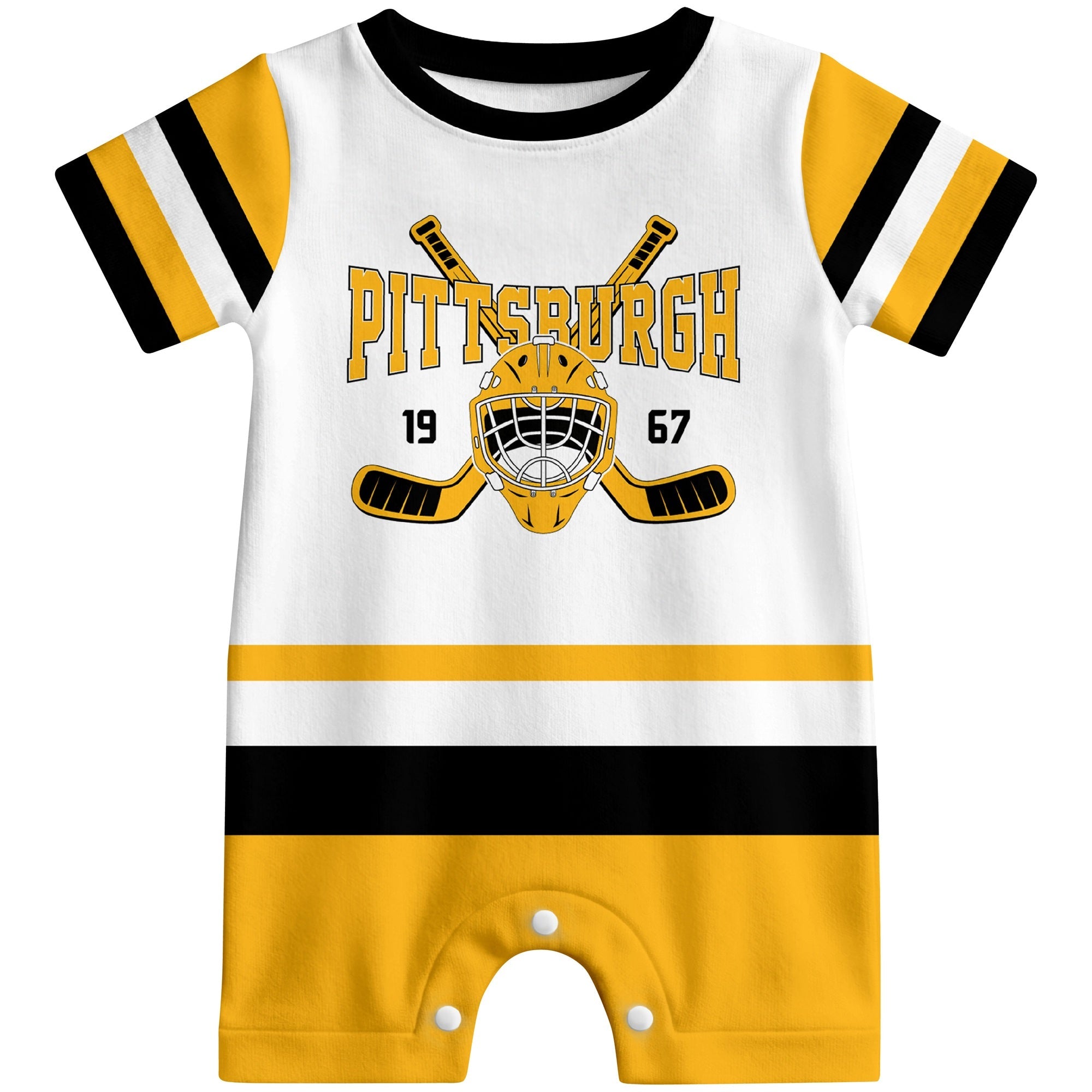 Personalized Pittsburgh Hockey Baby Bodysuit - Custom Name & Number ANTKING