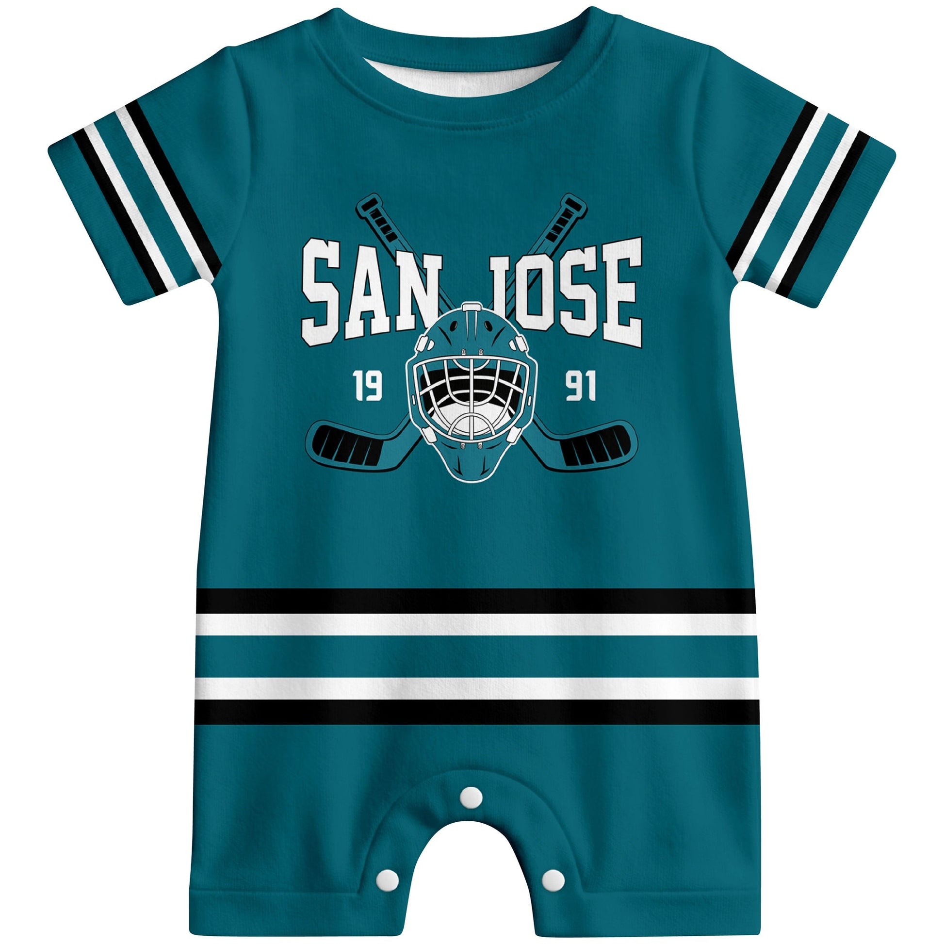 Personalized San Jose Hockey Baby Bodysuit - Custom Name & Number ANTKING