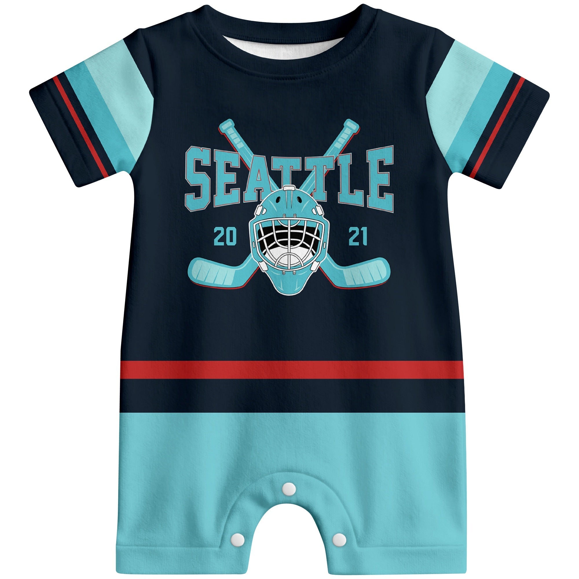 Personalized Seattle Hockey Baby Bodysuit - Custom Name & Number ANTKING